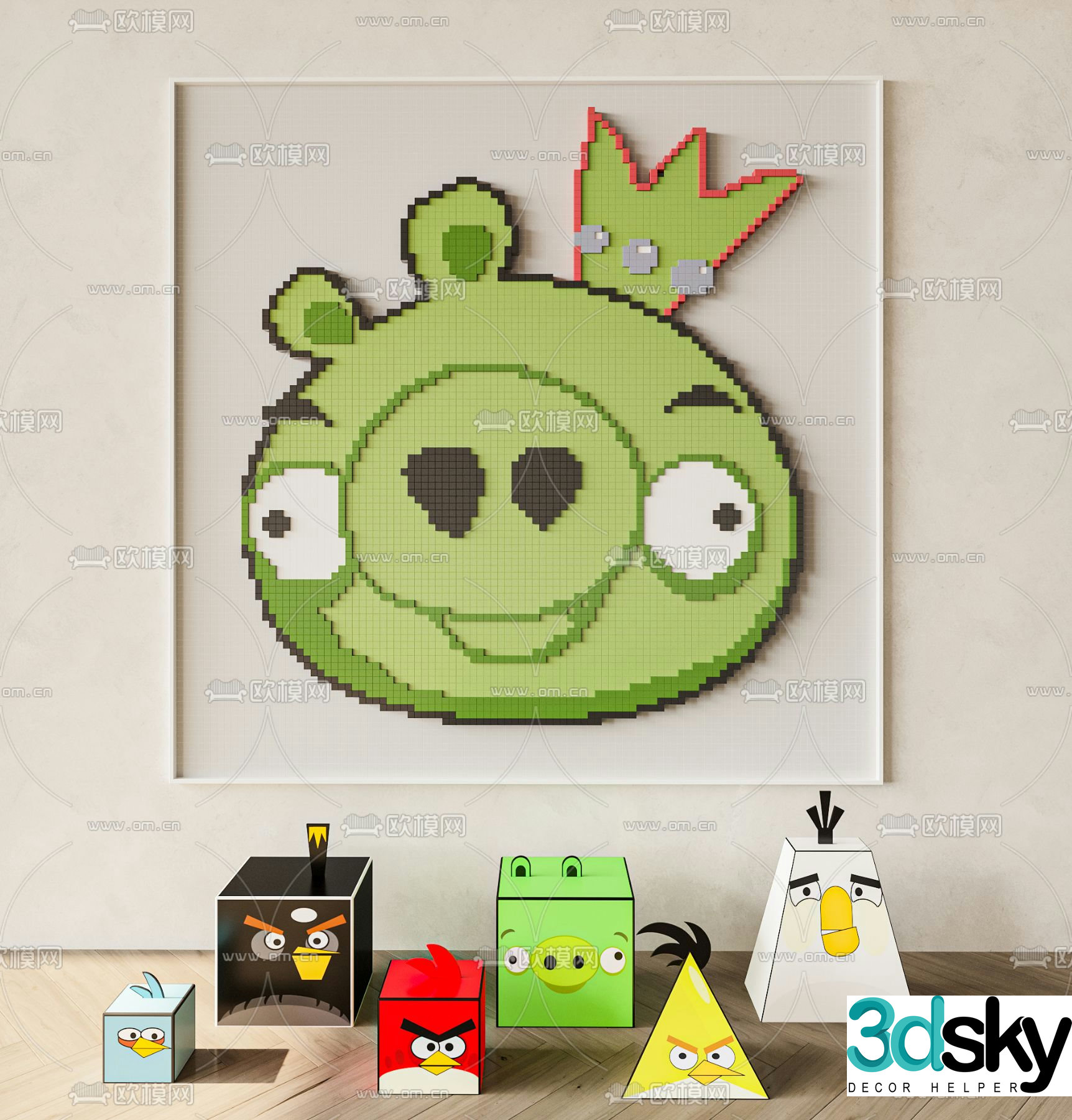 Angry birds toy ornaments 3d model