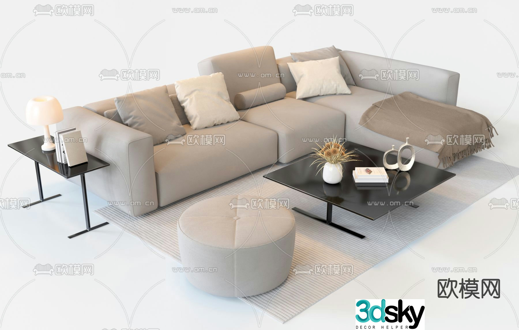 Italian Poliform off-white modular sofa 3d model