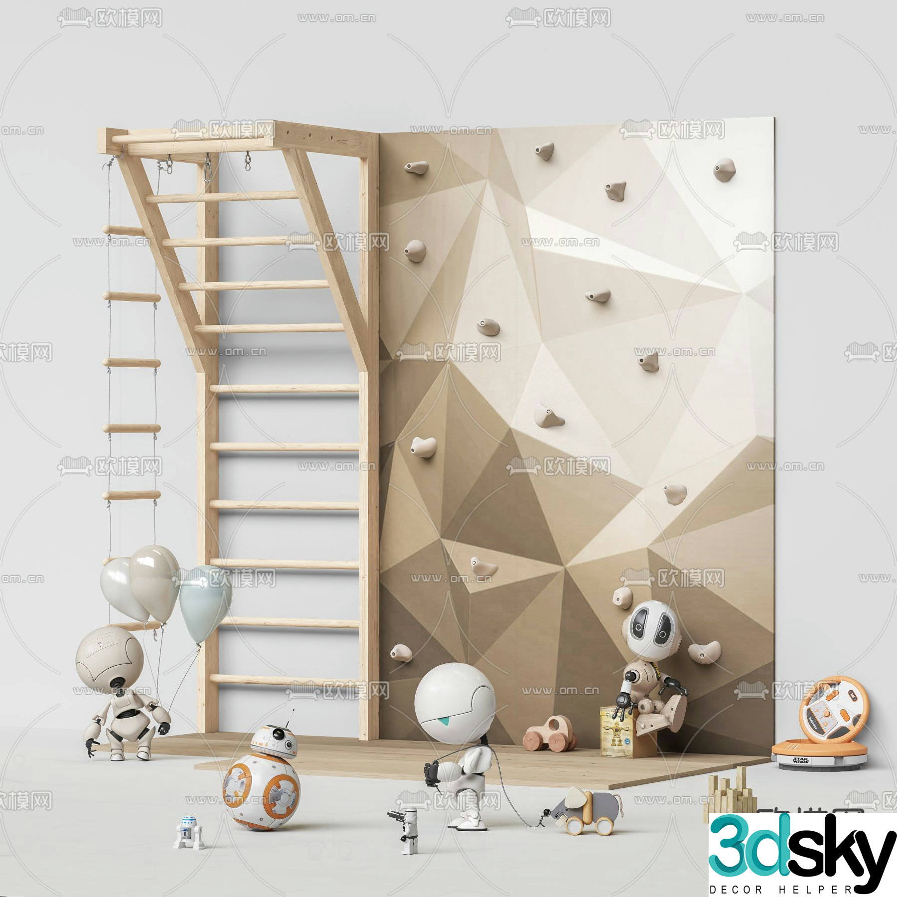 Modern children’s climbing wall toys amusement equipment 3d model