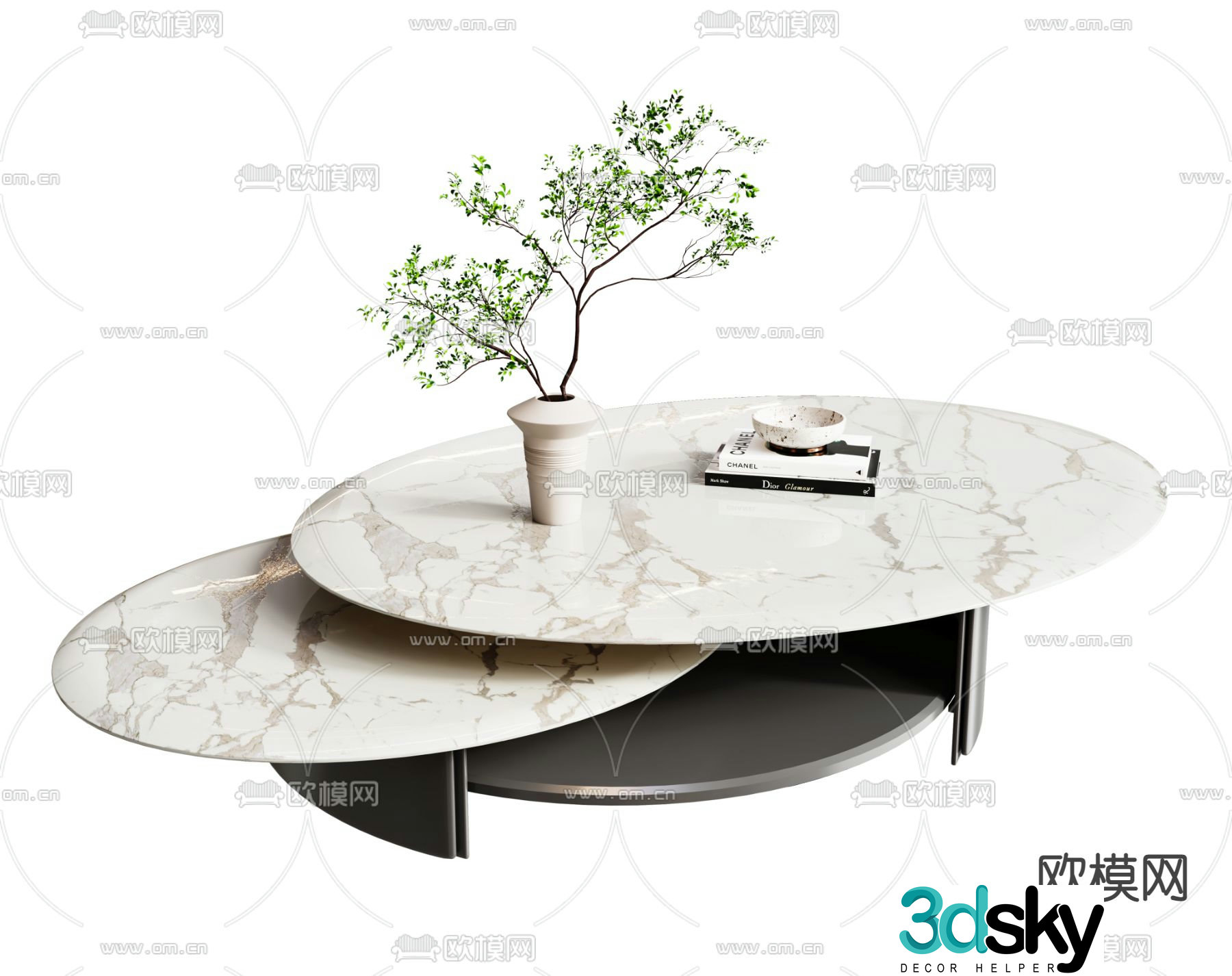 Pertica marble coffee table 3d model