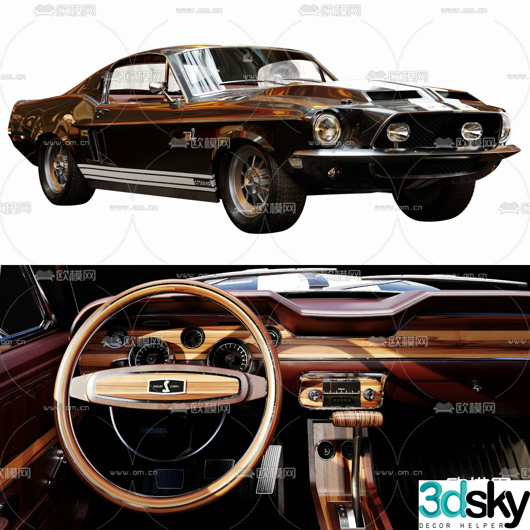 Ford Mustang Retro Car Classic Car 3d Model