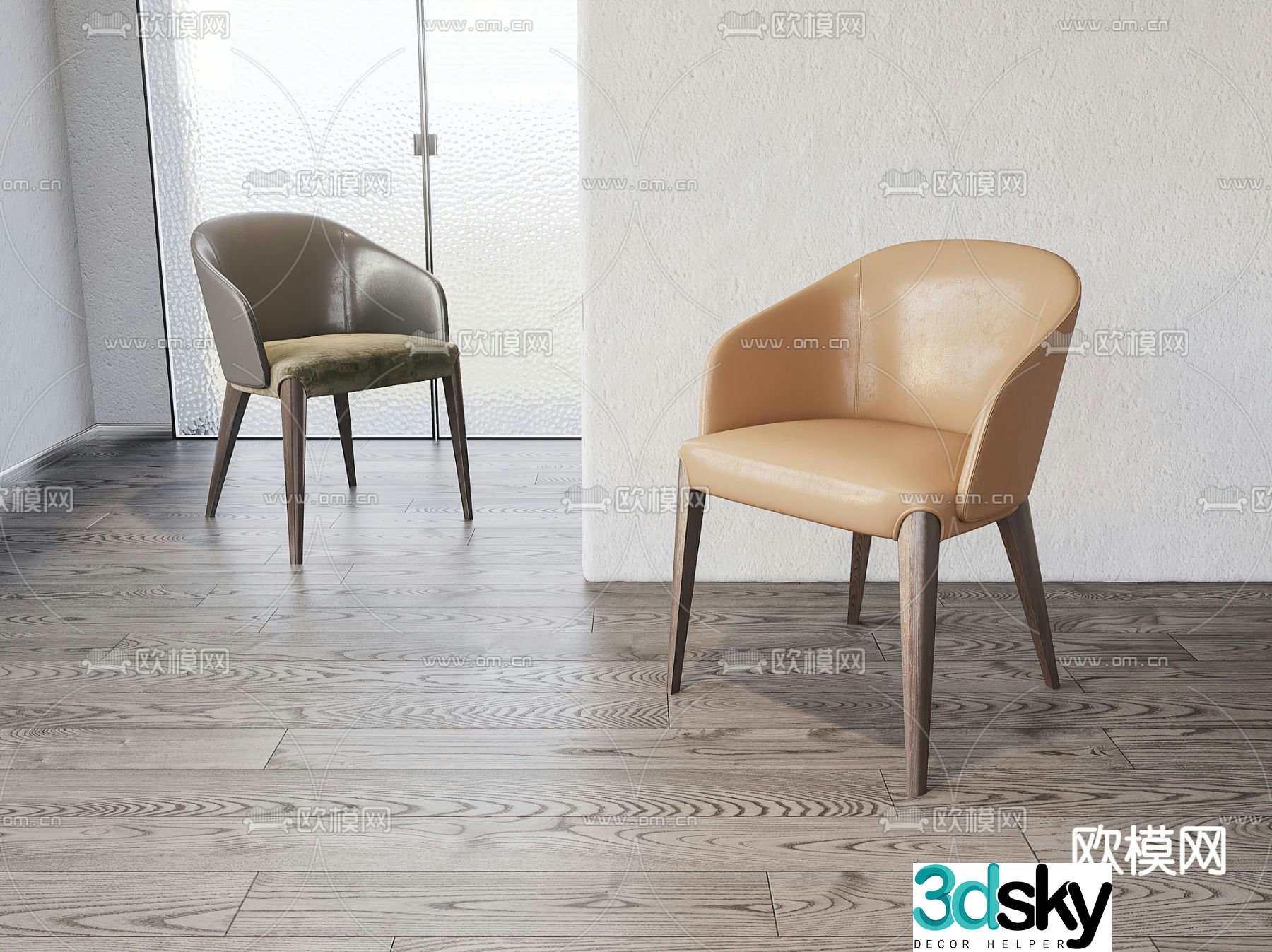 poliform leather single chair 3d model
