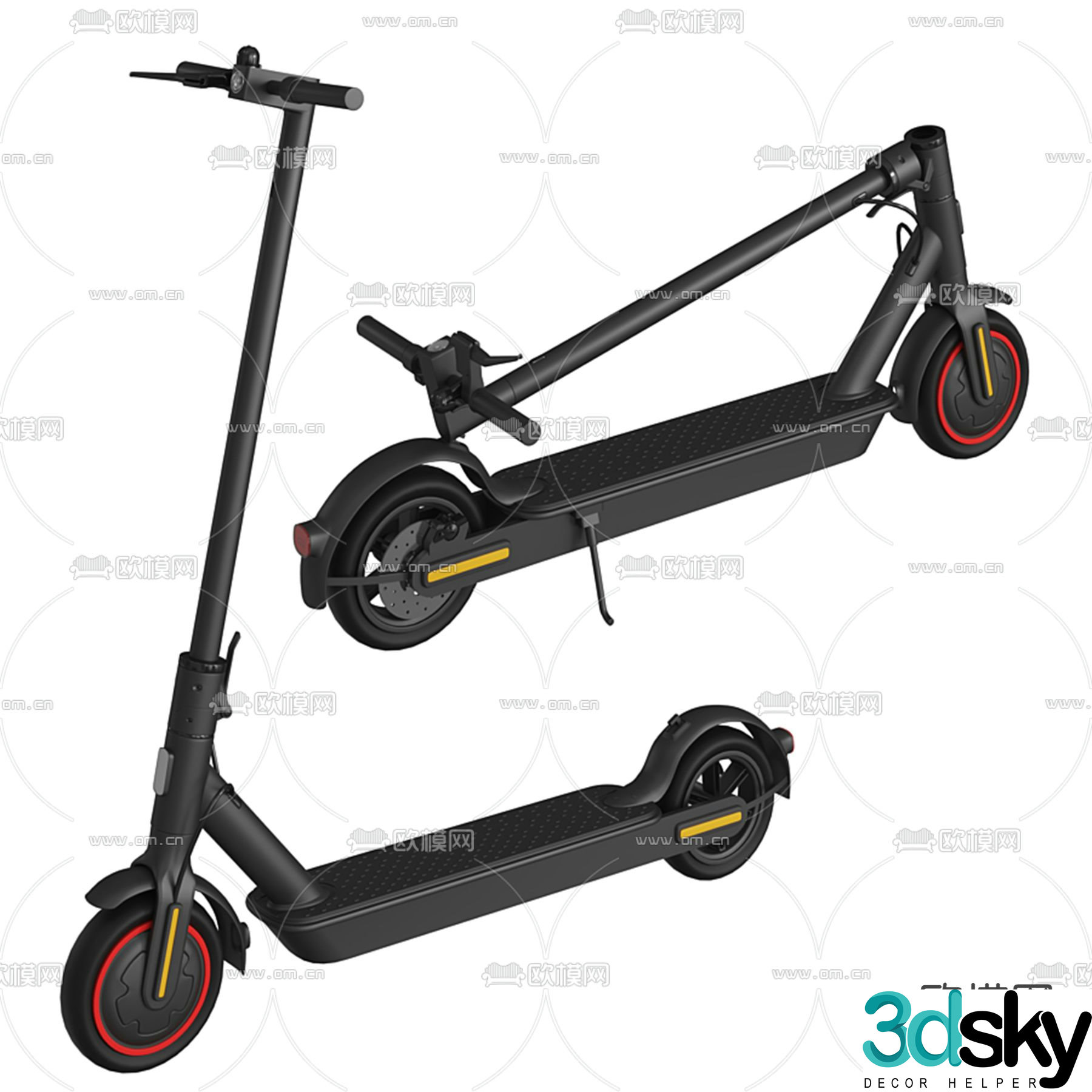 Modern Xiaomi electric scooter balance car 3d model