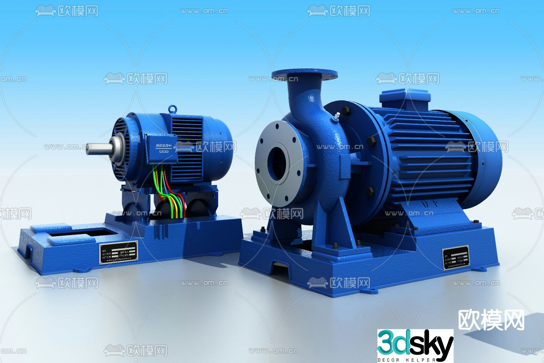 Modern motor water pump industrial equipment 3d model