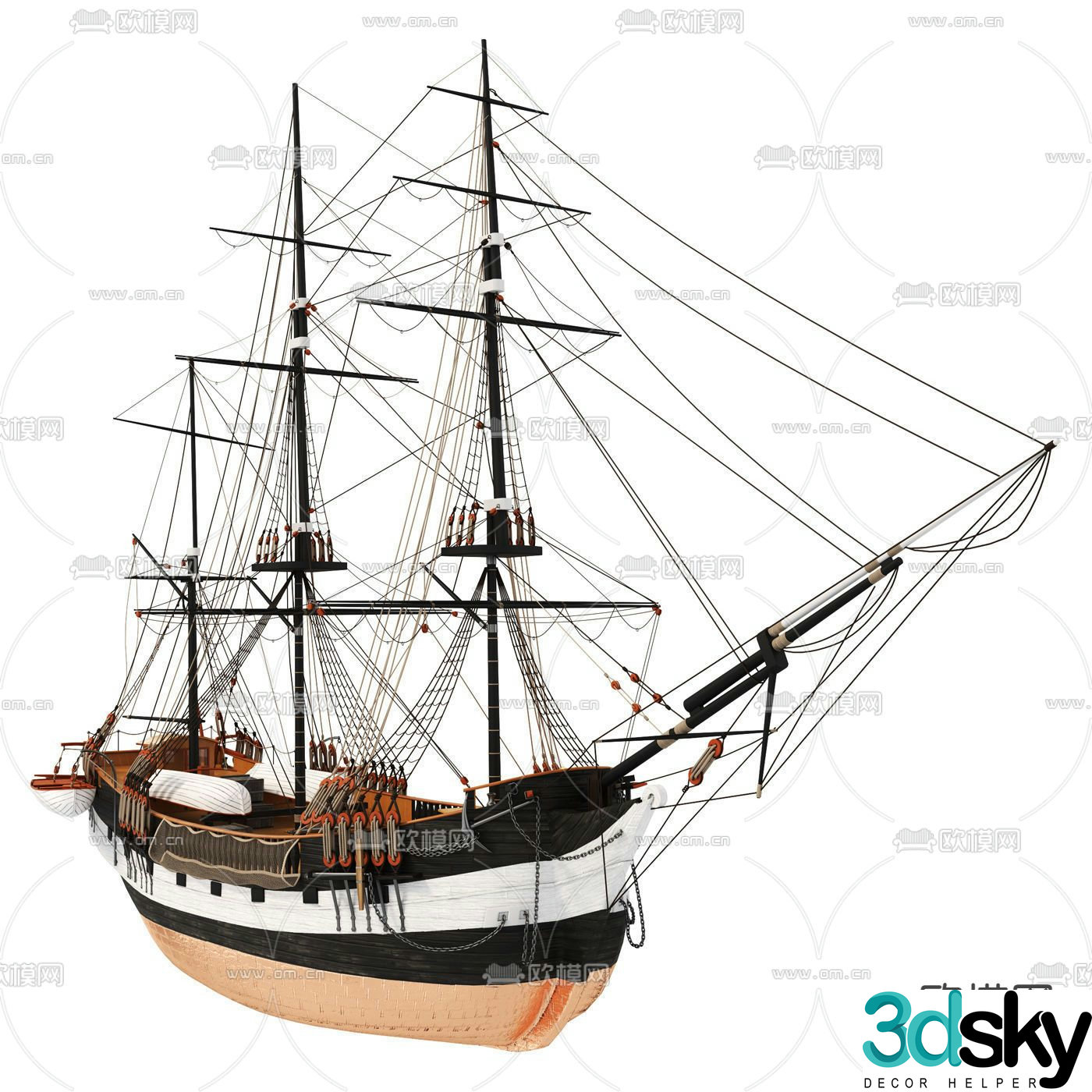 Modern nautical sailing ship 3d model