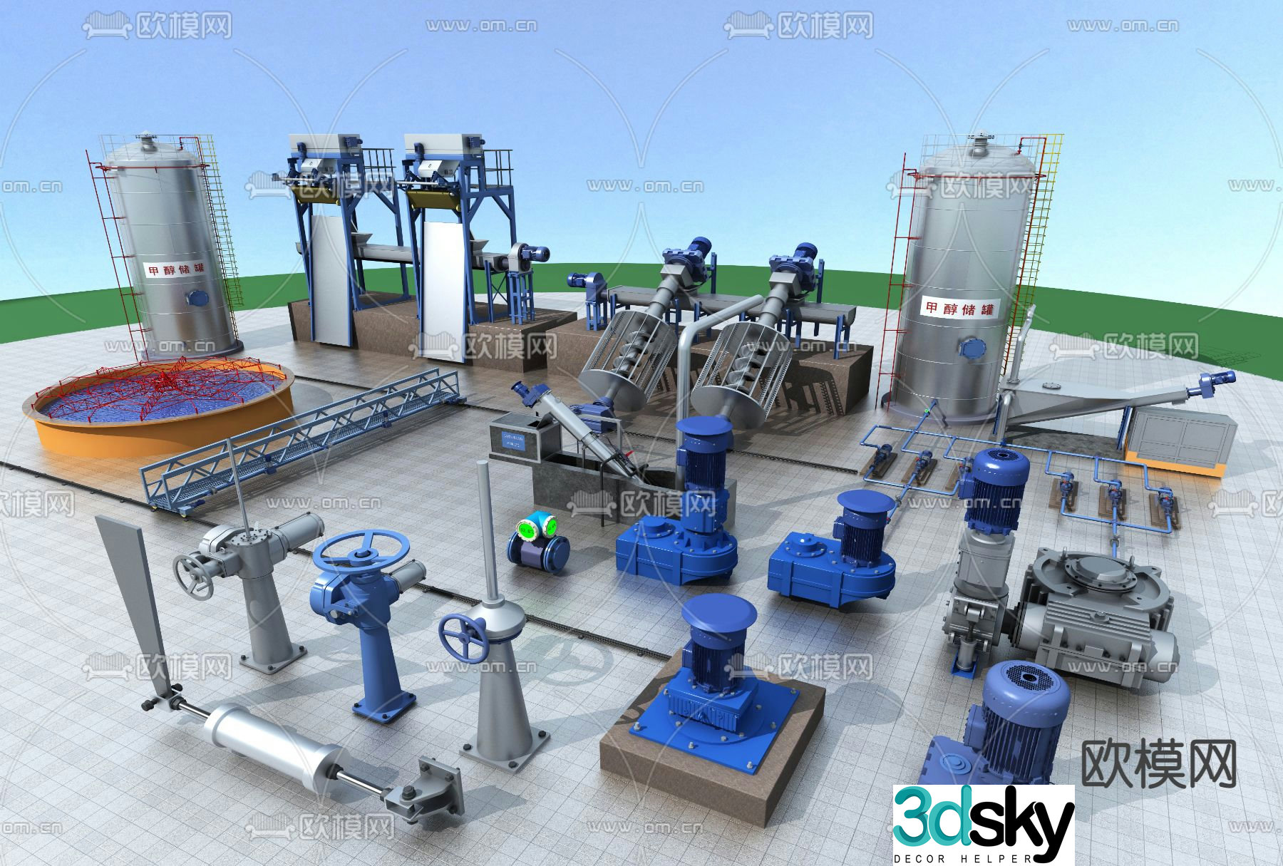 Modern motor water pump industrial equipment 3d model