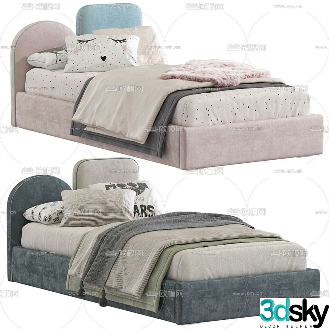 Modern children’s bed single bed 3d model