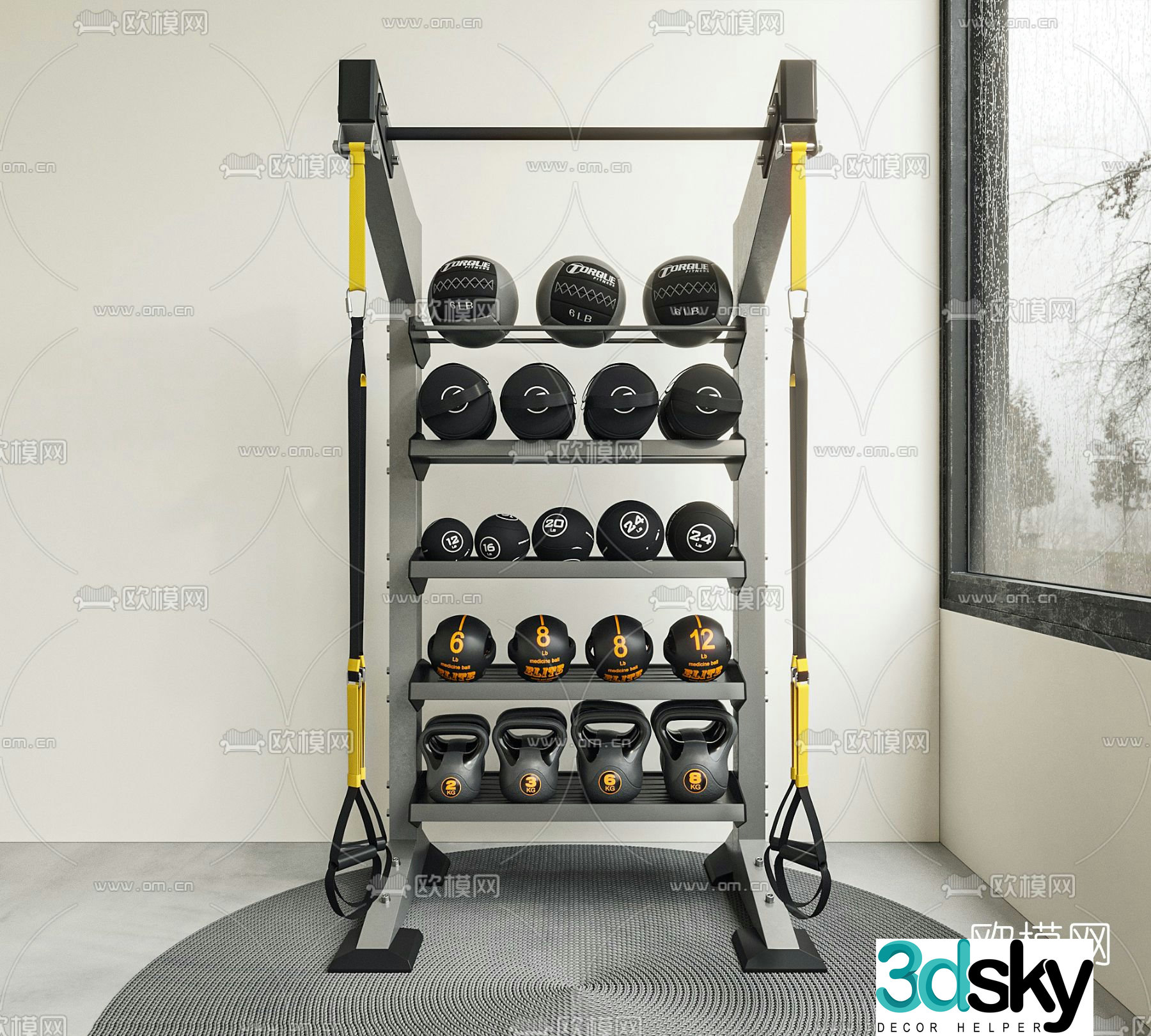Yoga fitness equipment 3d model