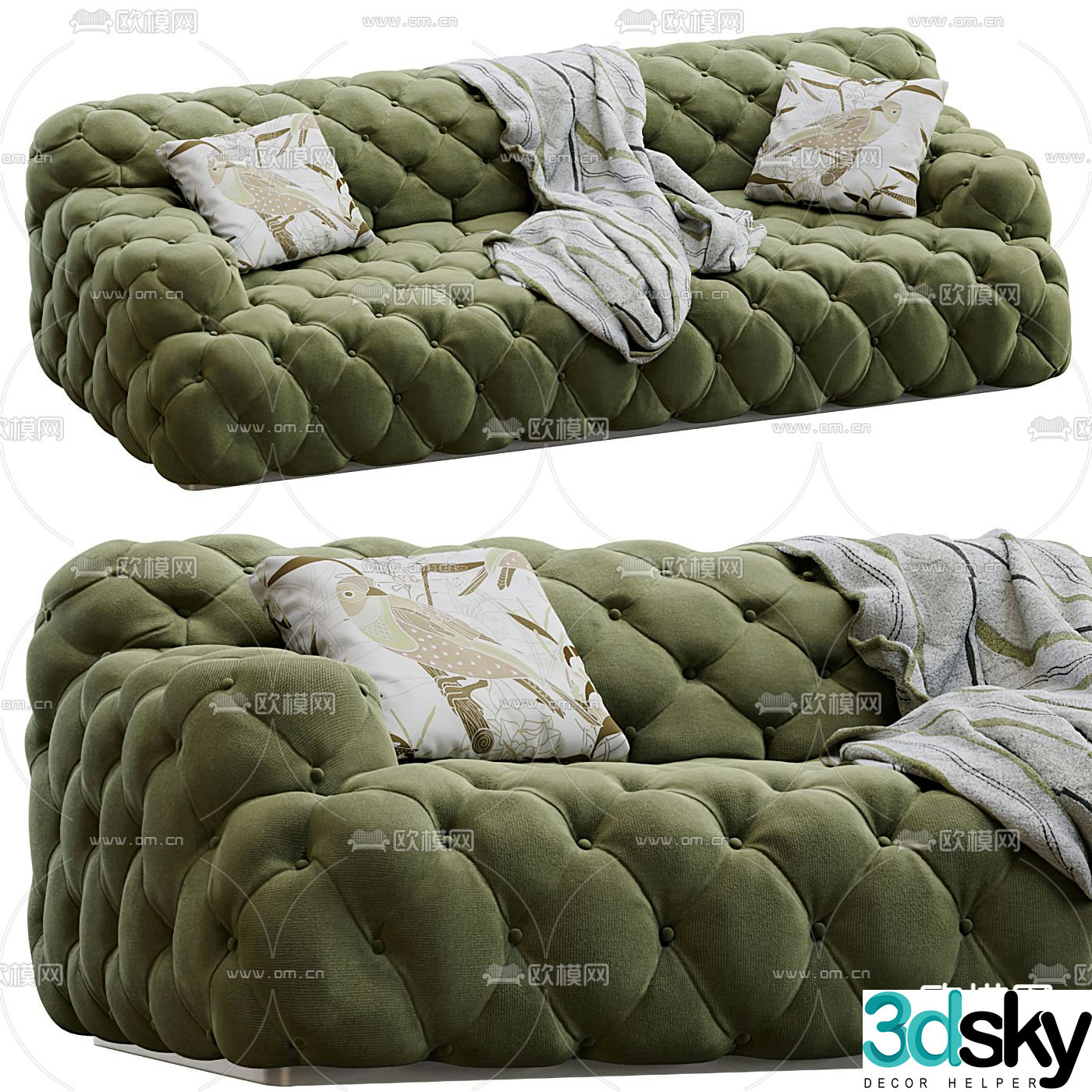 Flexform green sofa 3d model