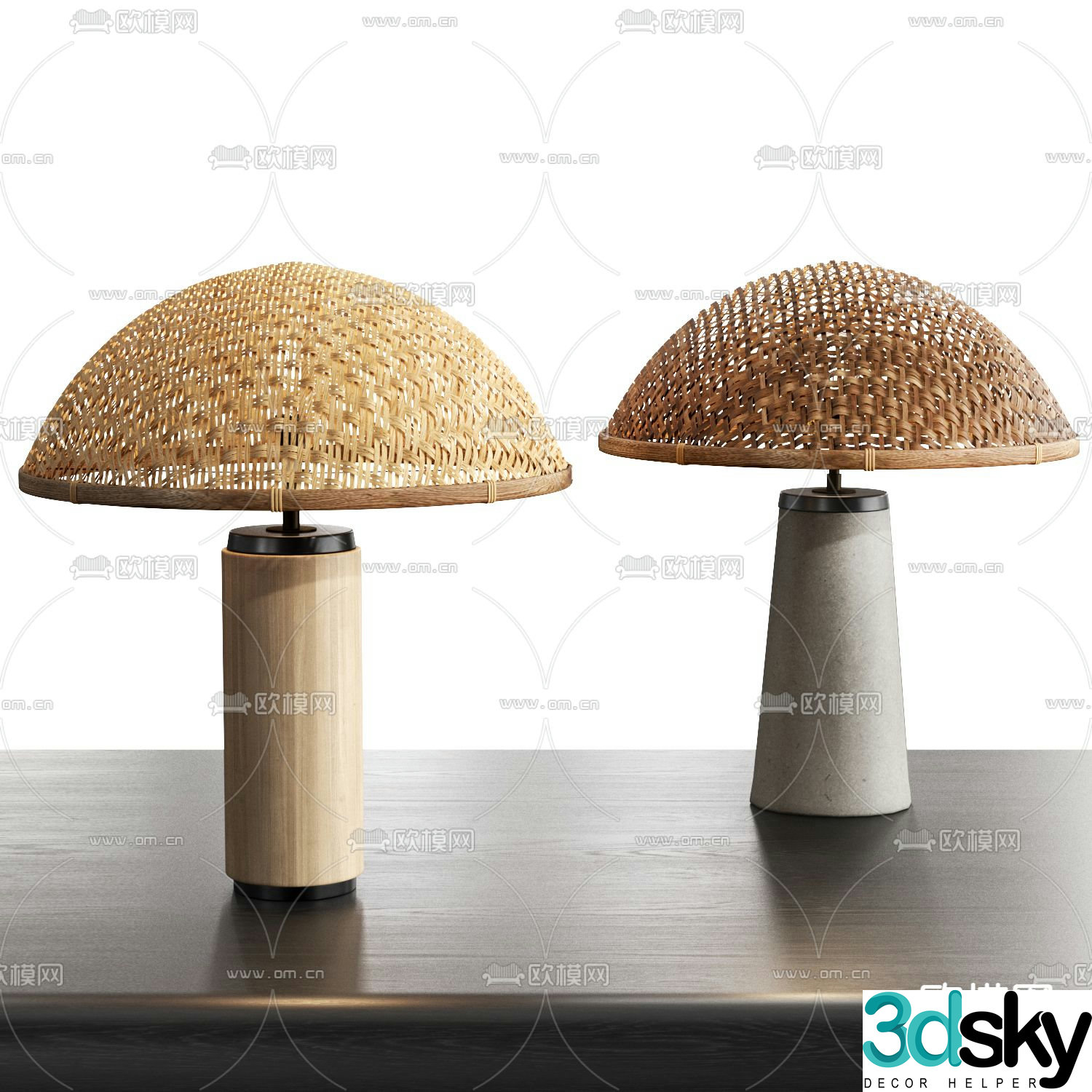 FLOS rattan table lamp 3d model