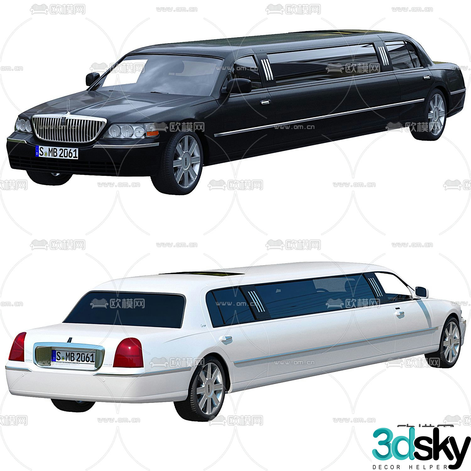 Extended Lincoln car business car 3d model