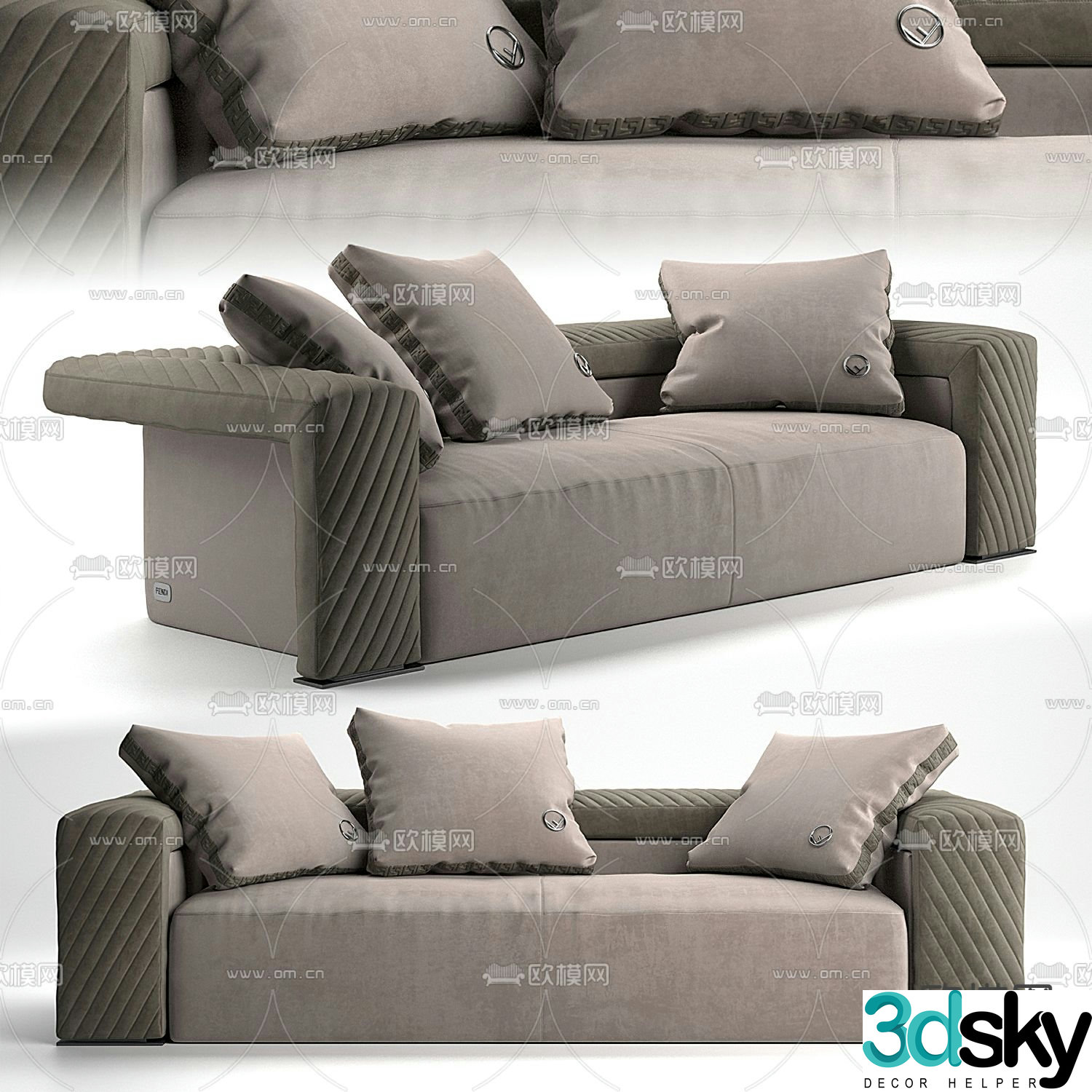 Fendi modern loveseat 3d model