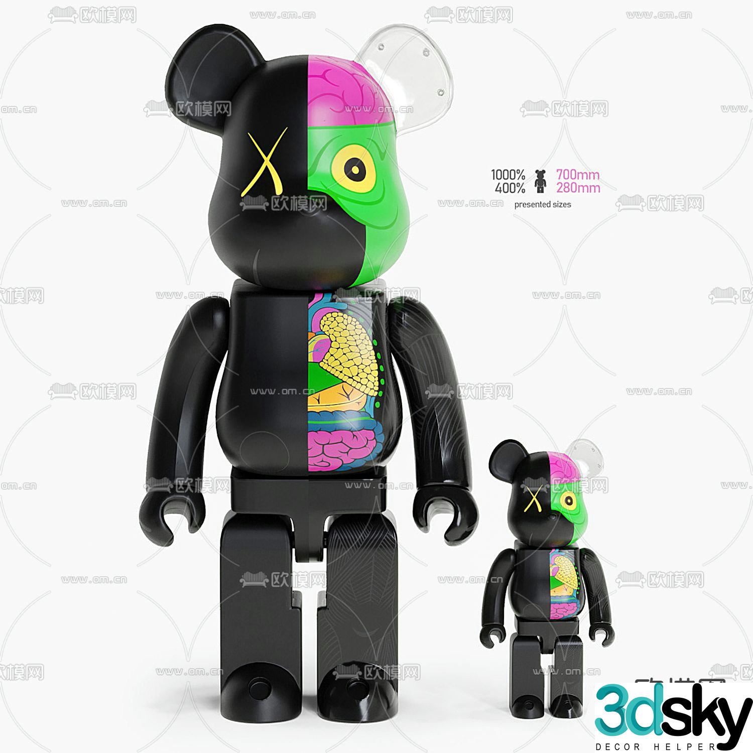 Modern trendy Kaws violent bear 3D model