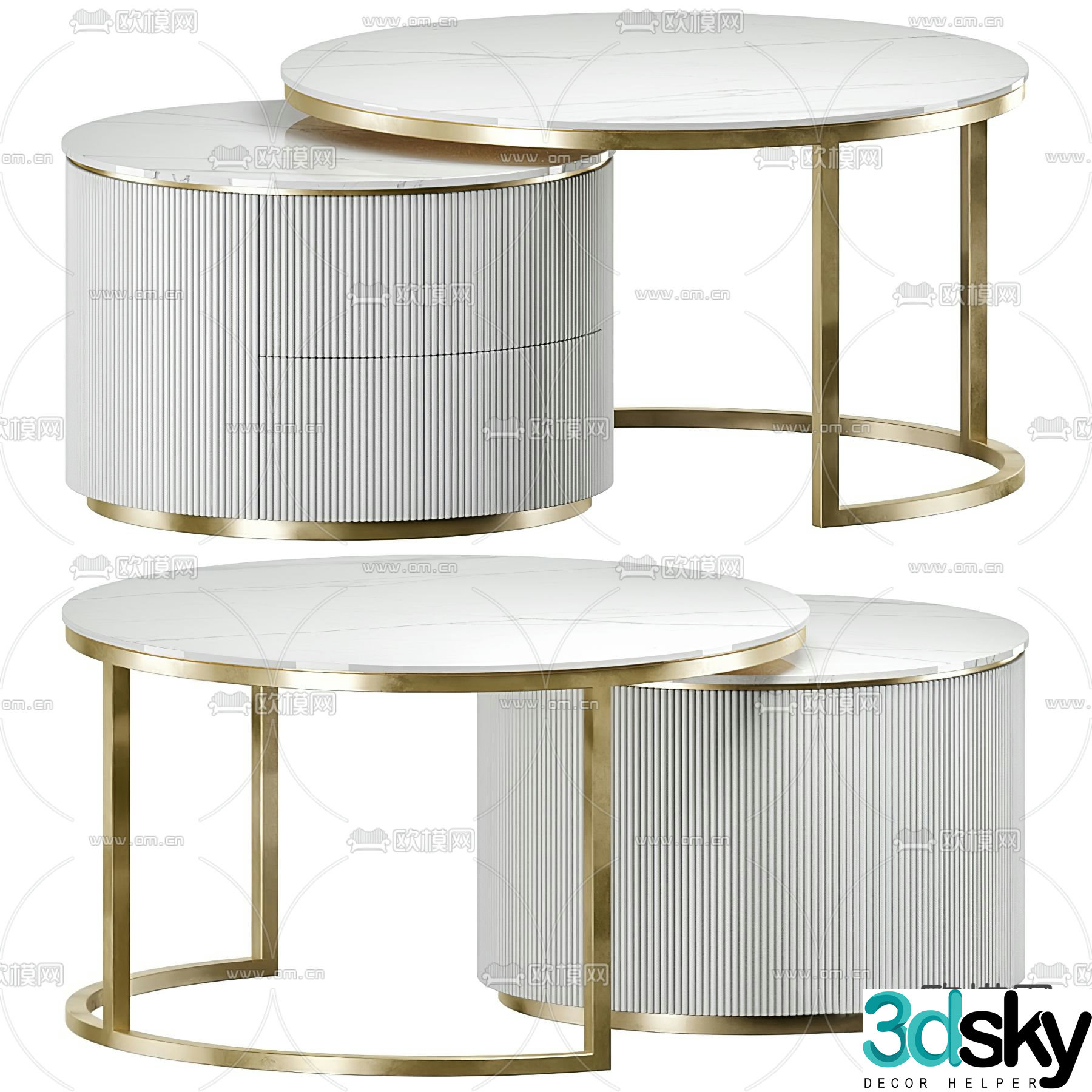 Flexform mother-in-law round coffee table 3d model