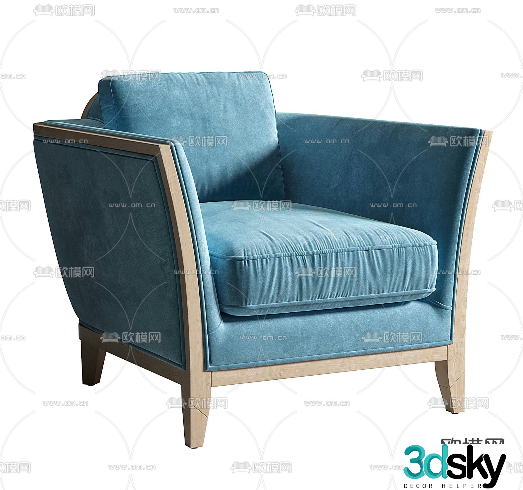 Giorgetti blue single sofa chair 3d model
