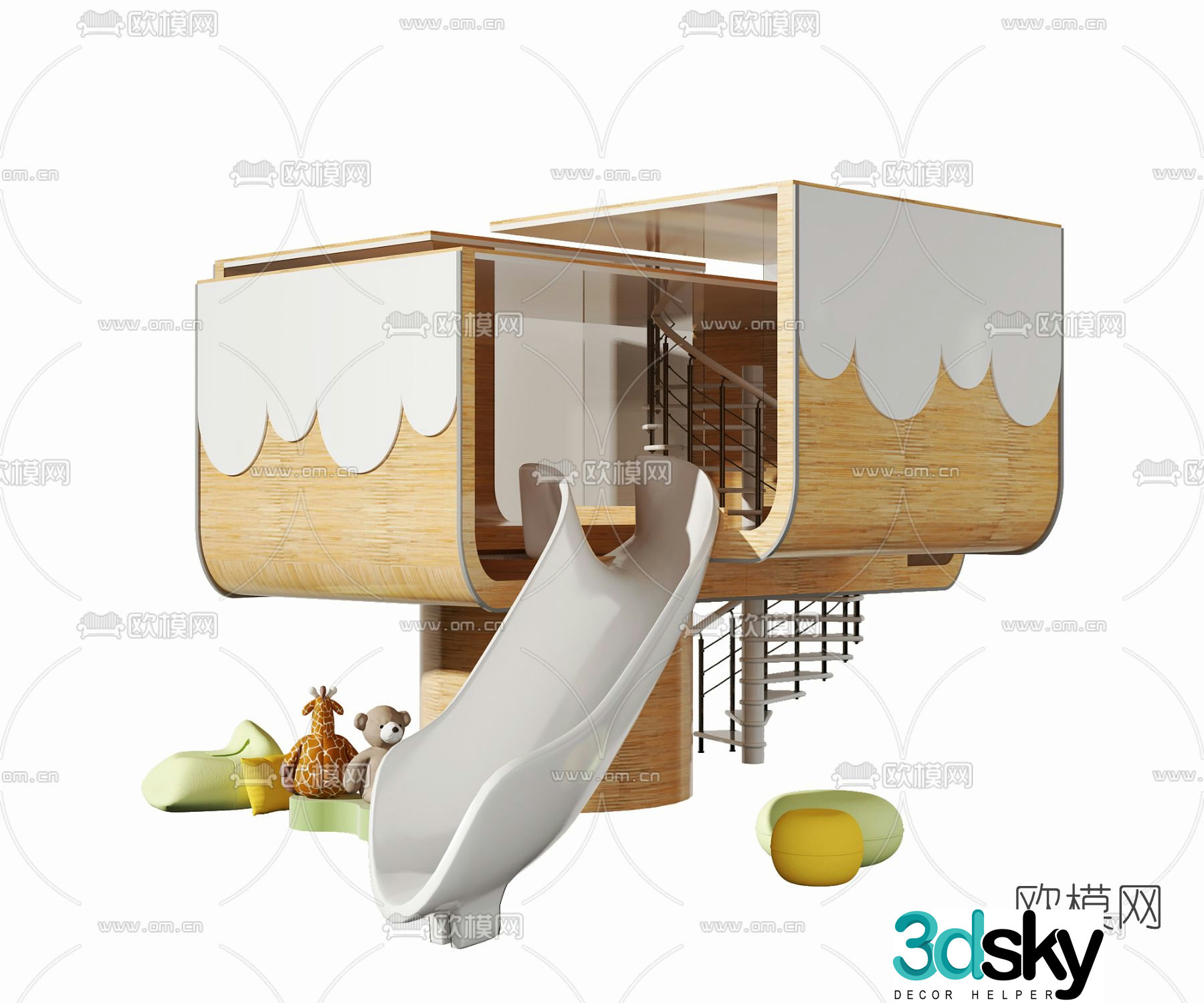 Modern children's play equipment 3d model
