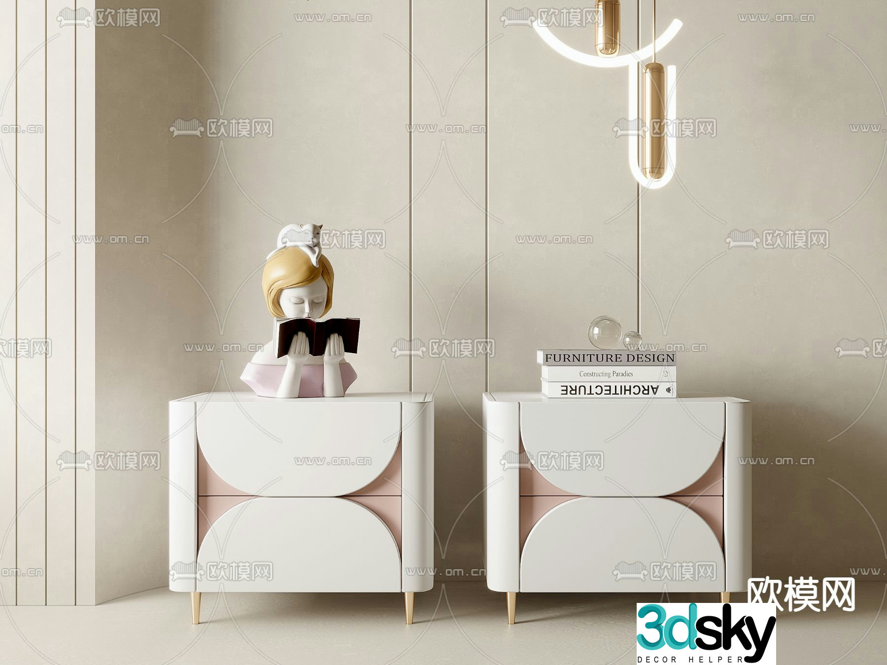 Modern children’s bedside table 3d model