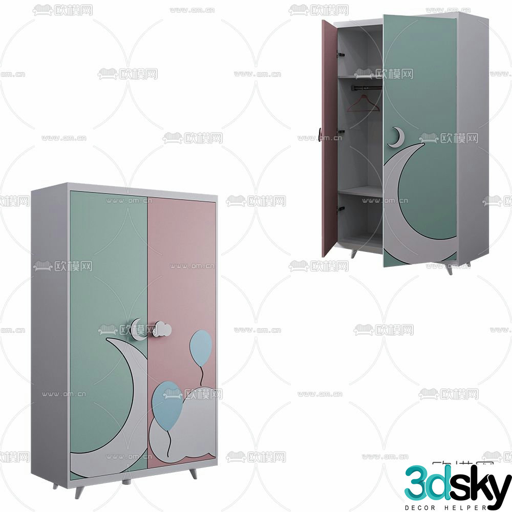 Modern children’s wardrobe 3d model