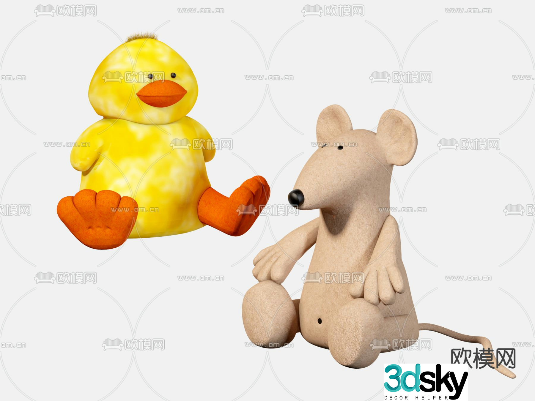 Modern mouse plush toy doll 3d model