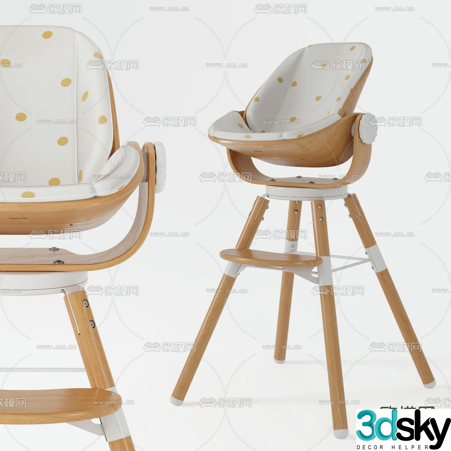 Nordic style baby chair children’s chair 3d model
