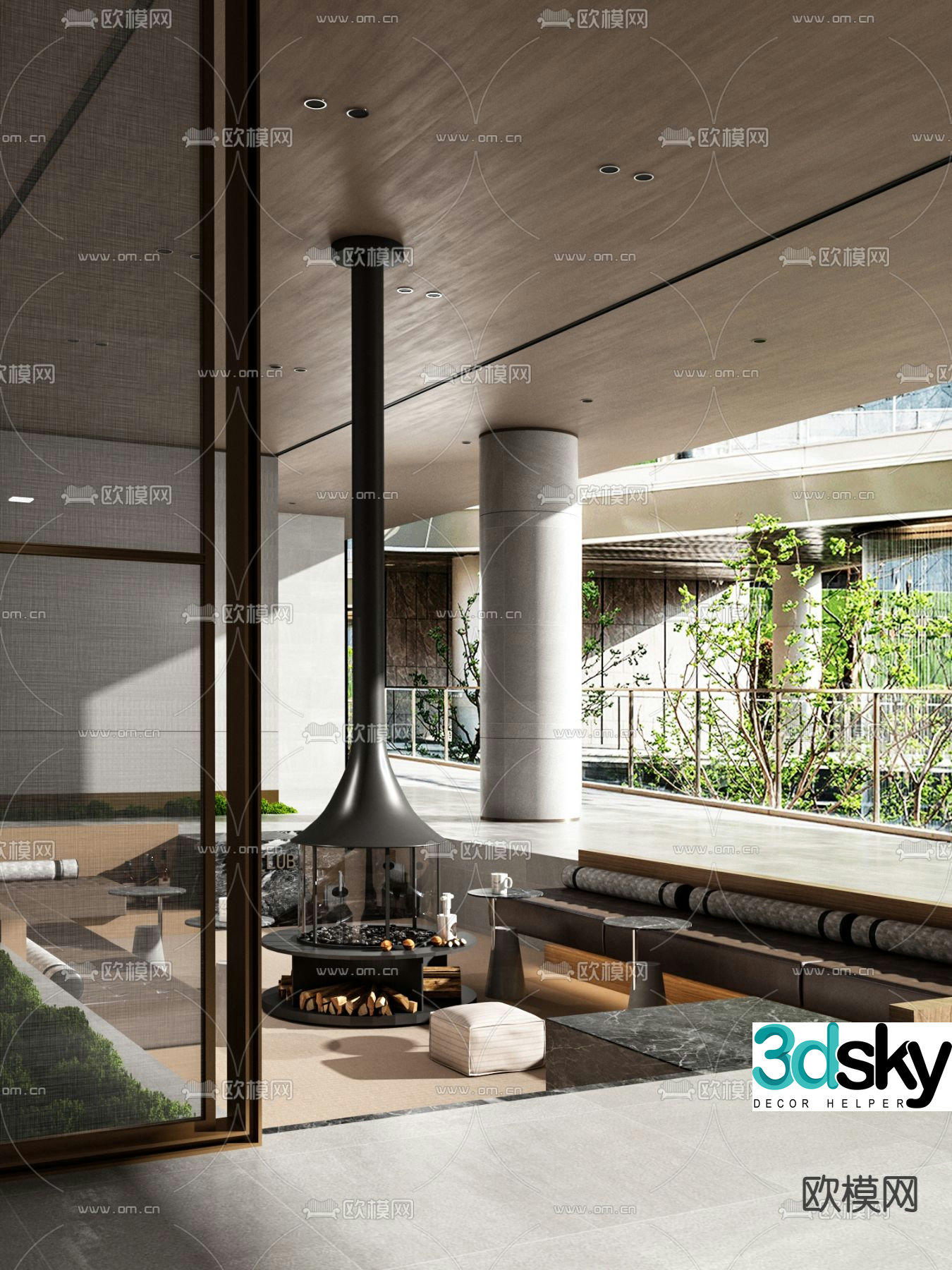 Jin Zhaohui design modern sunken living room 3D model