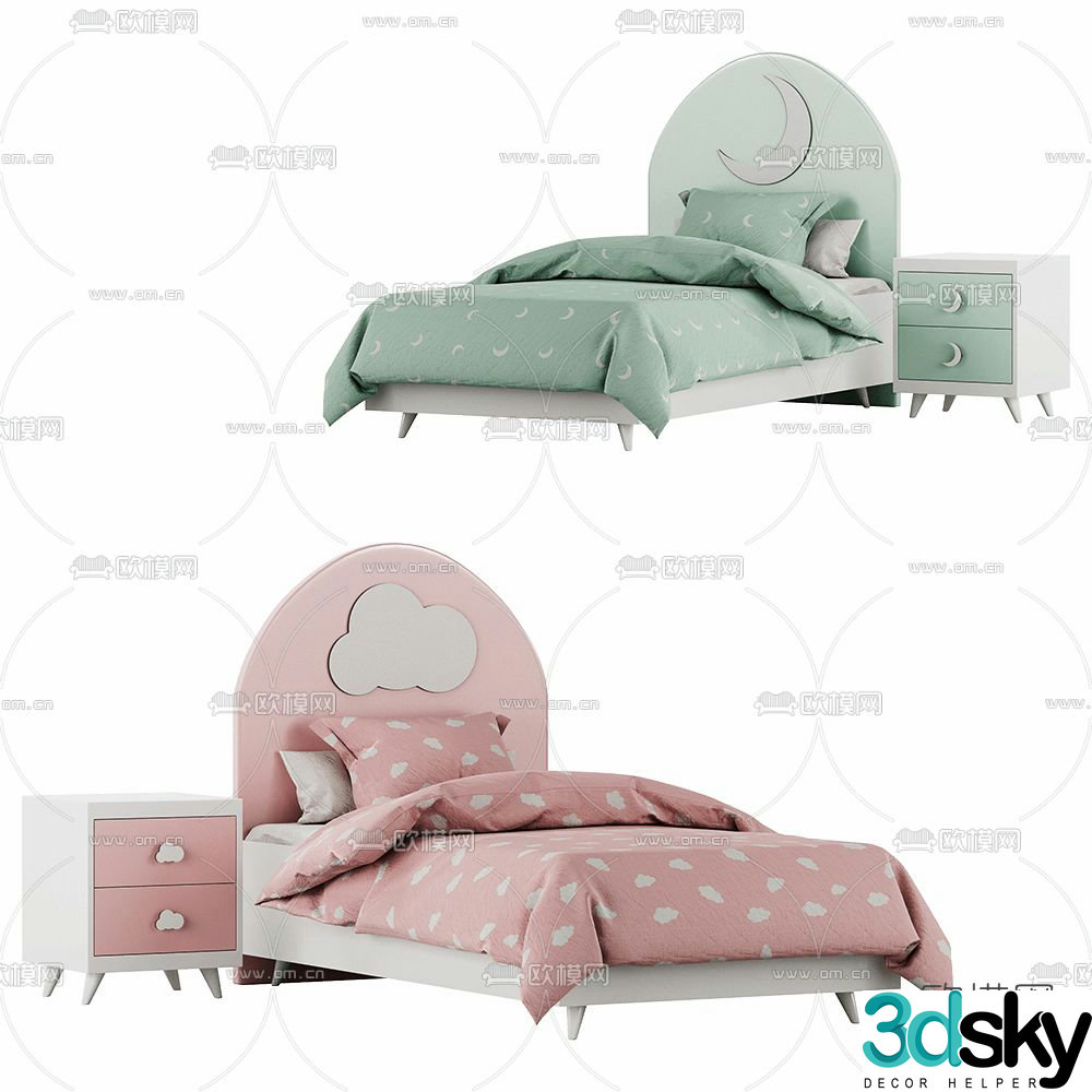 Nordic children’s bed 3d model