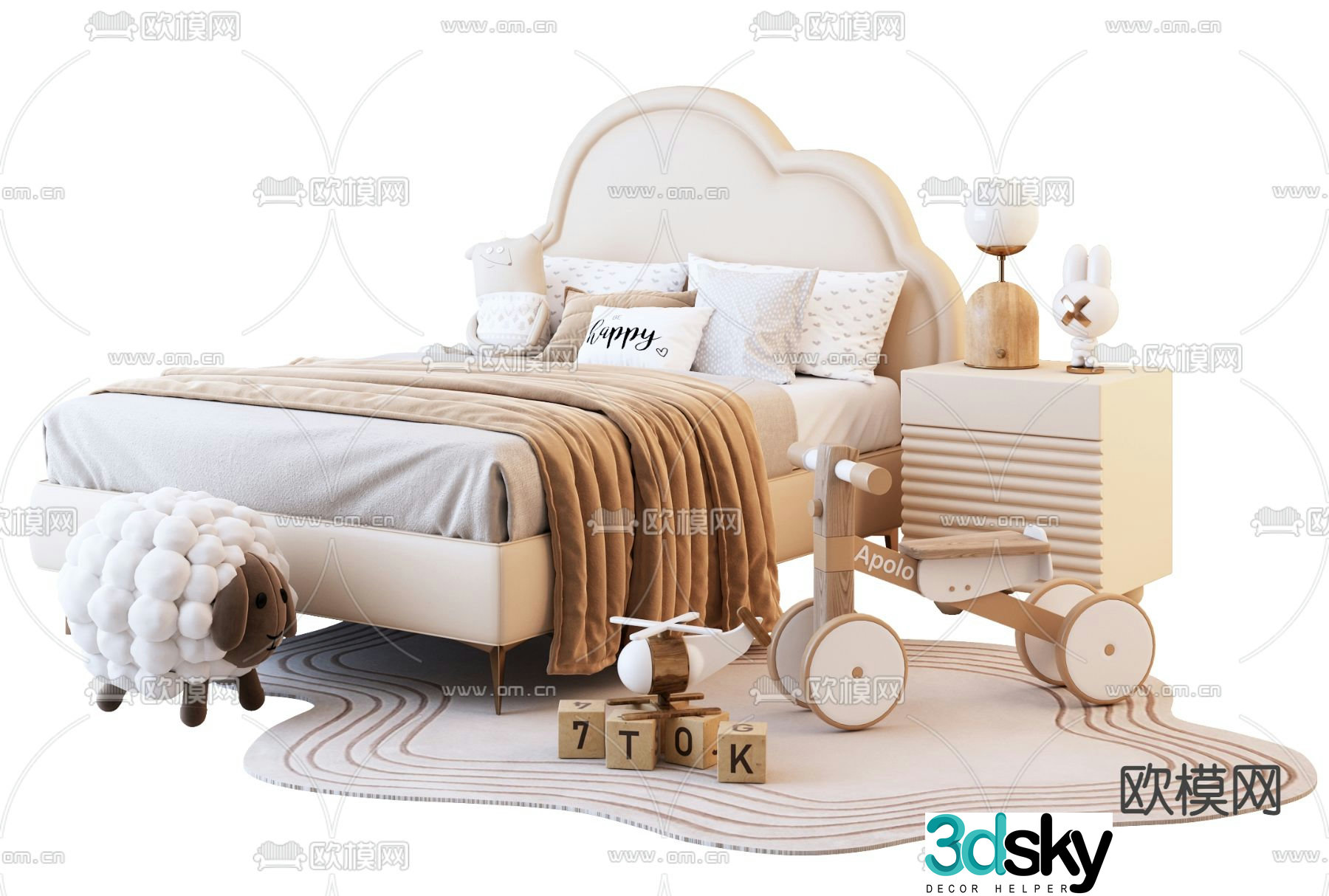 Modern children’s bed 3d model
