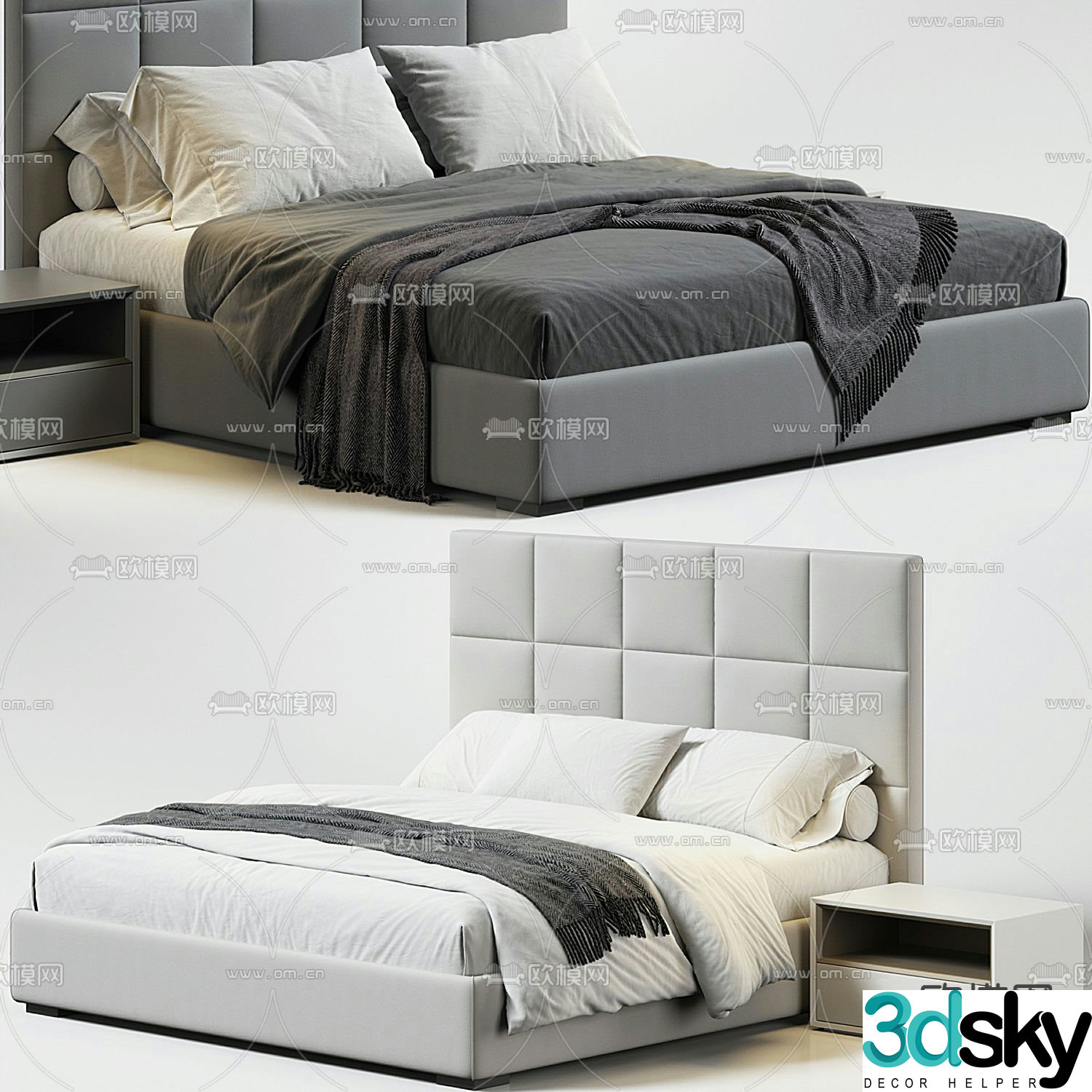 B&B italia modern fabric double bed 3d model