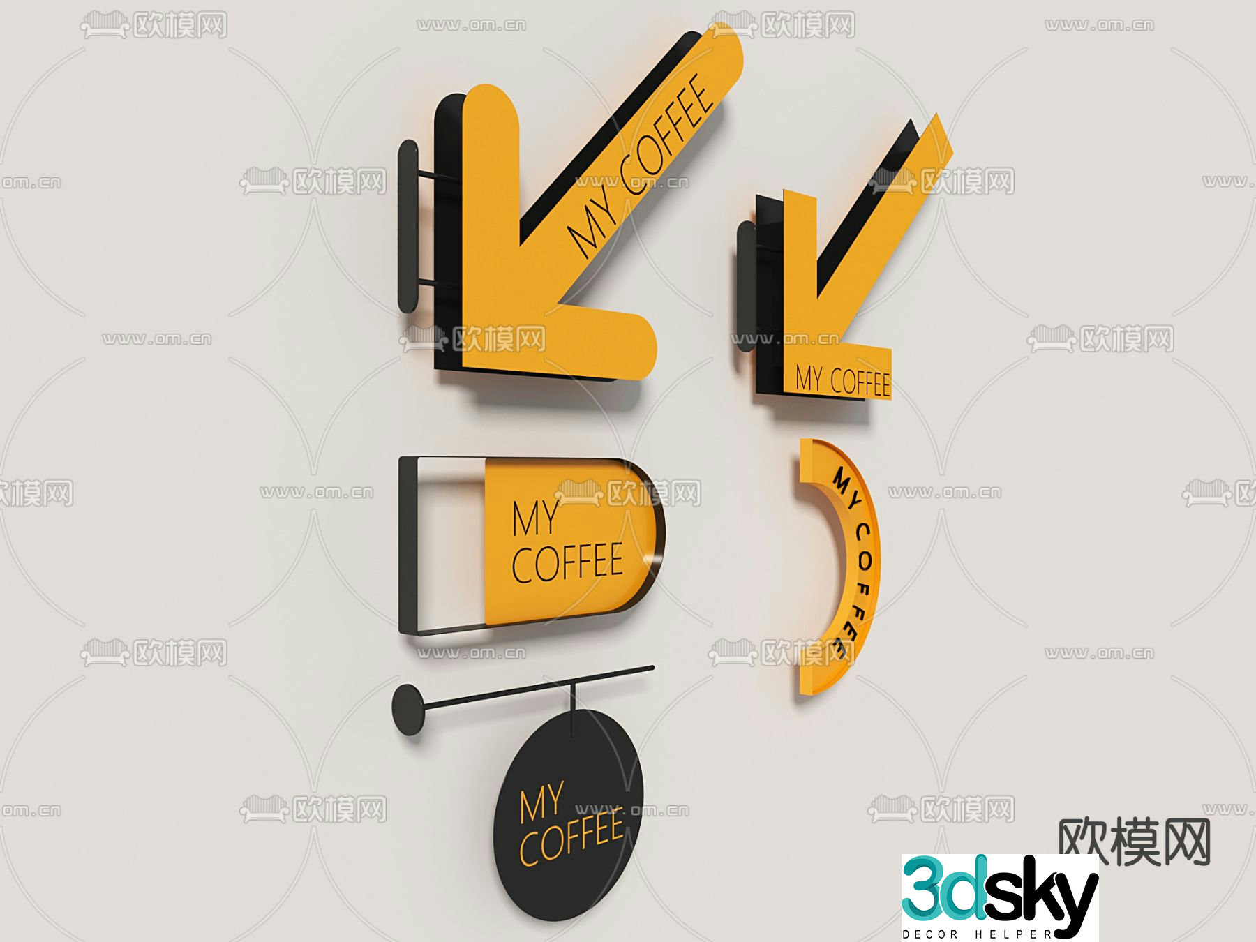 Coffee sign sign 3d model
