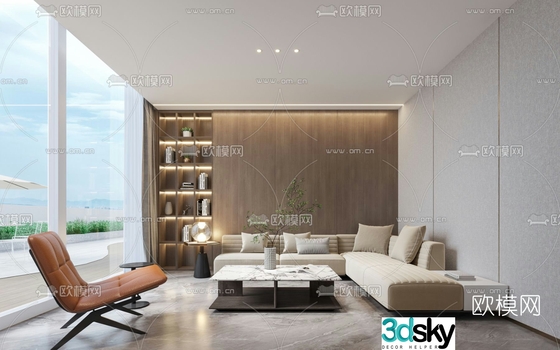 Minotti modular sofa living room 3d model