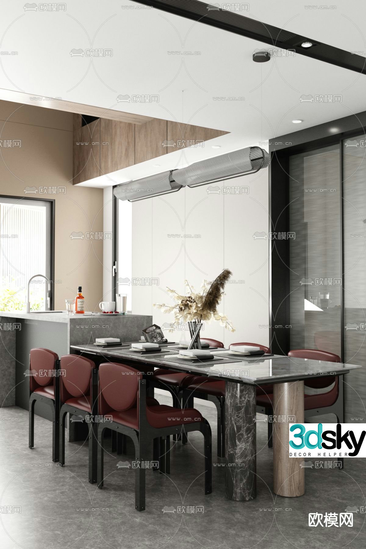 Beautiful design modern restaurant 3d model
