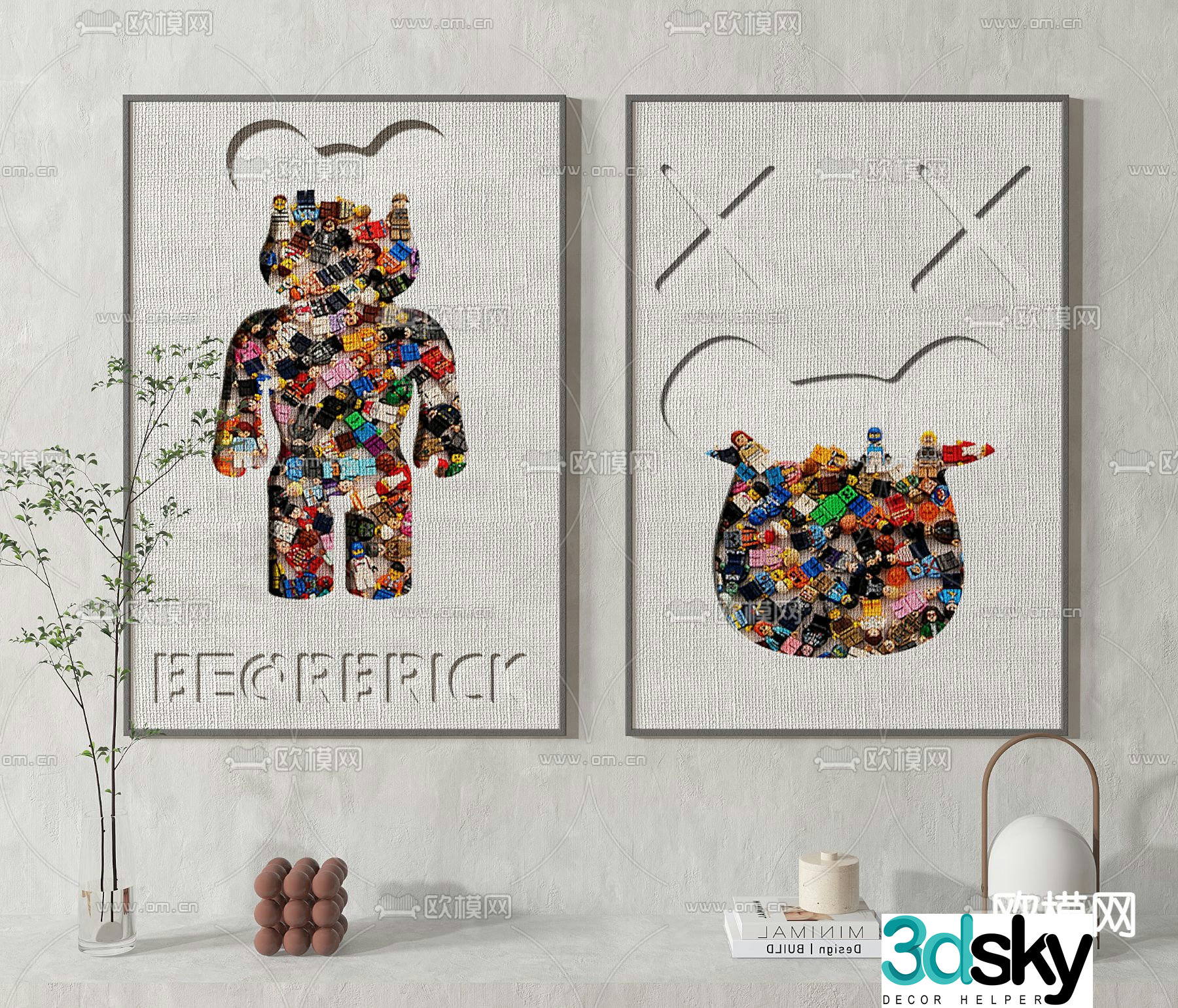 KAWS trendy decorative painting three-dimensional painting 3D model