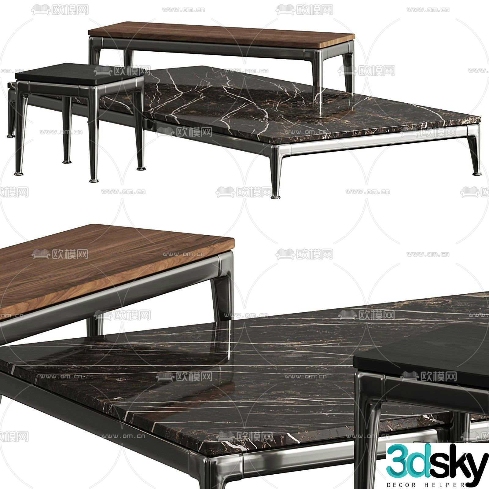 poliform coffee table corner table 3d model