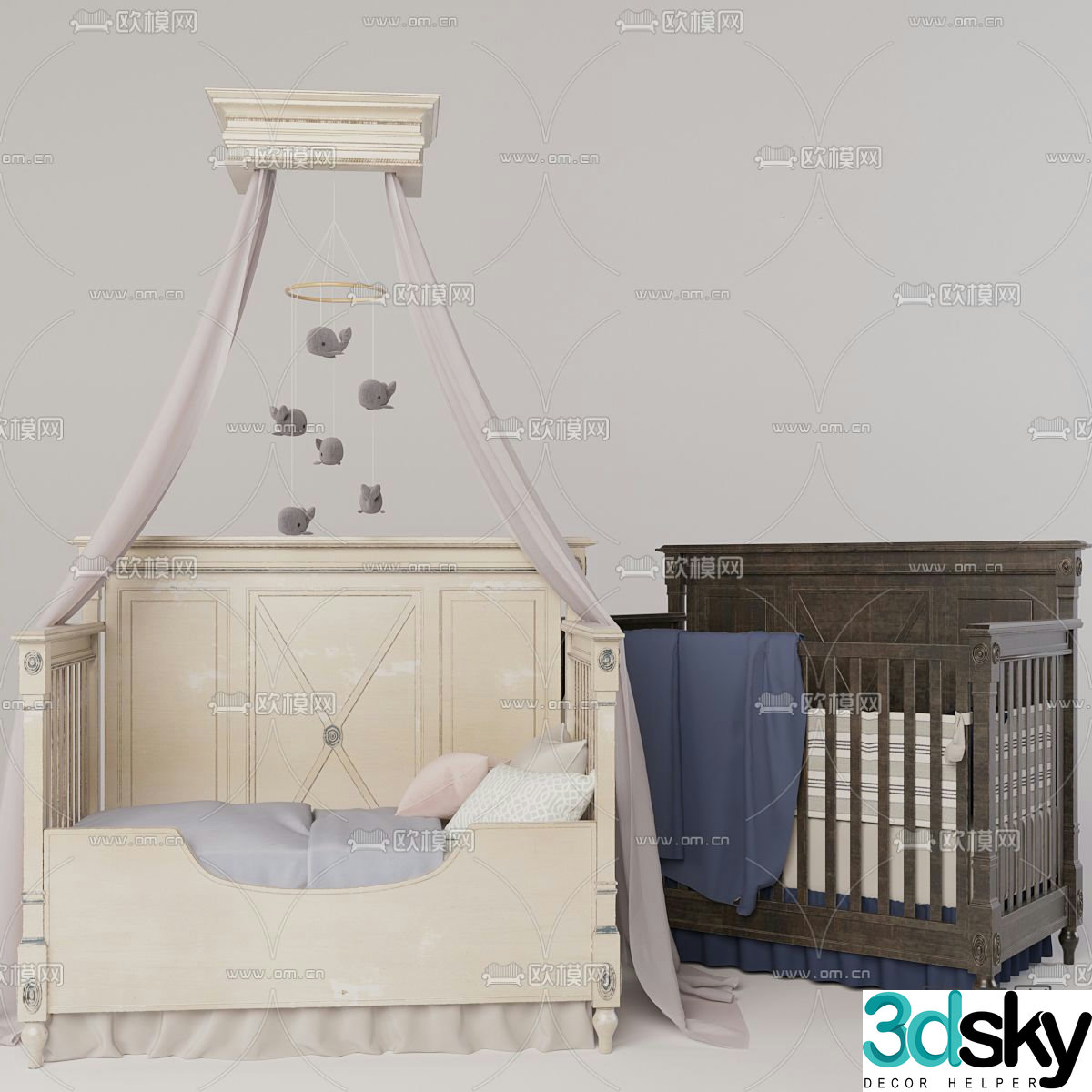 French classical crib 3d model