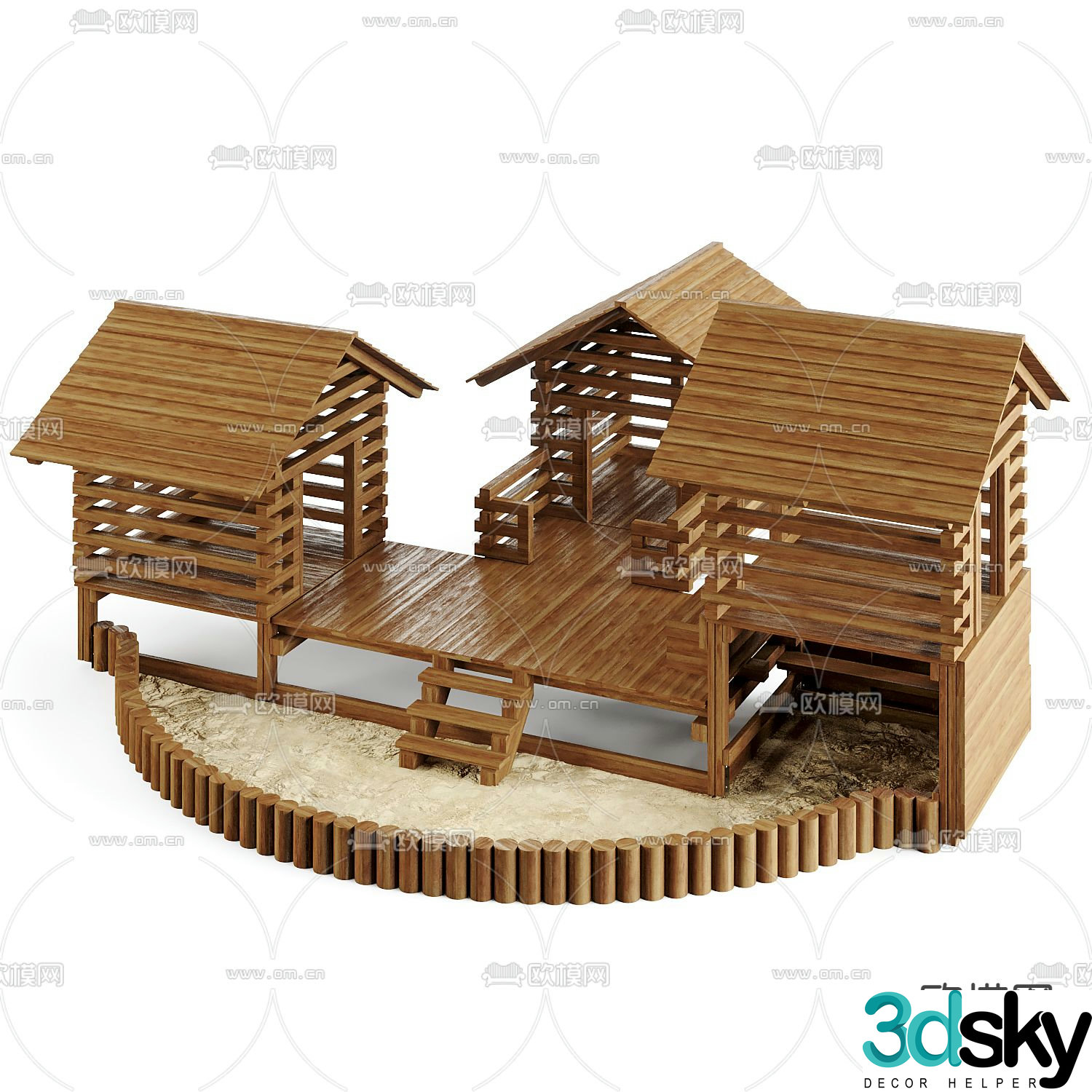 Modern outdoor log play equipment 3d model