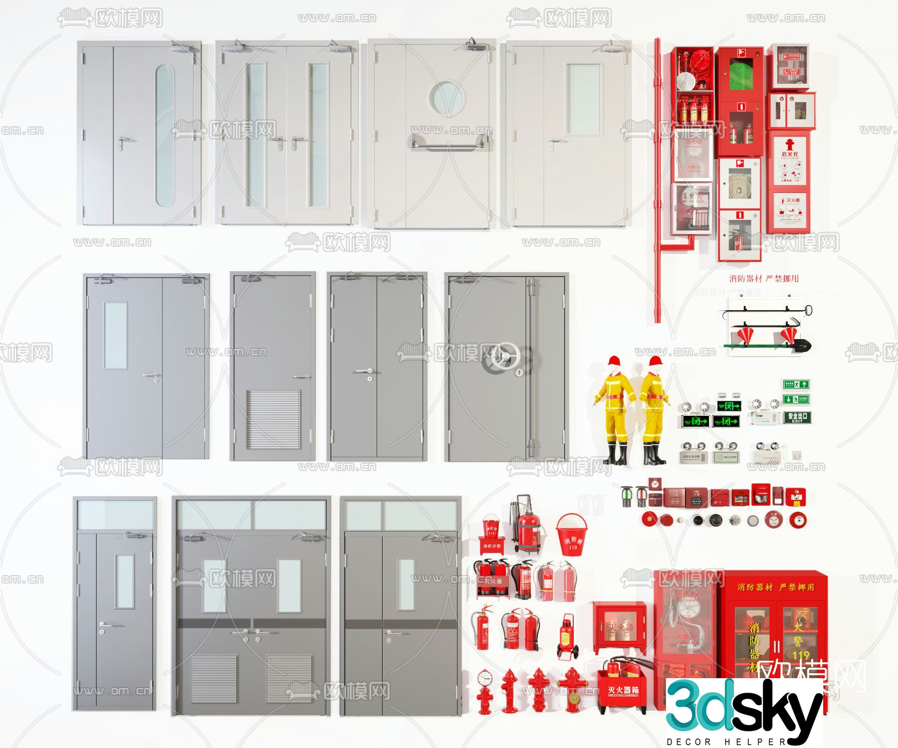 fire supplies firefighter fire equipment 3d model