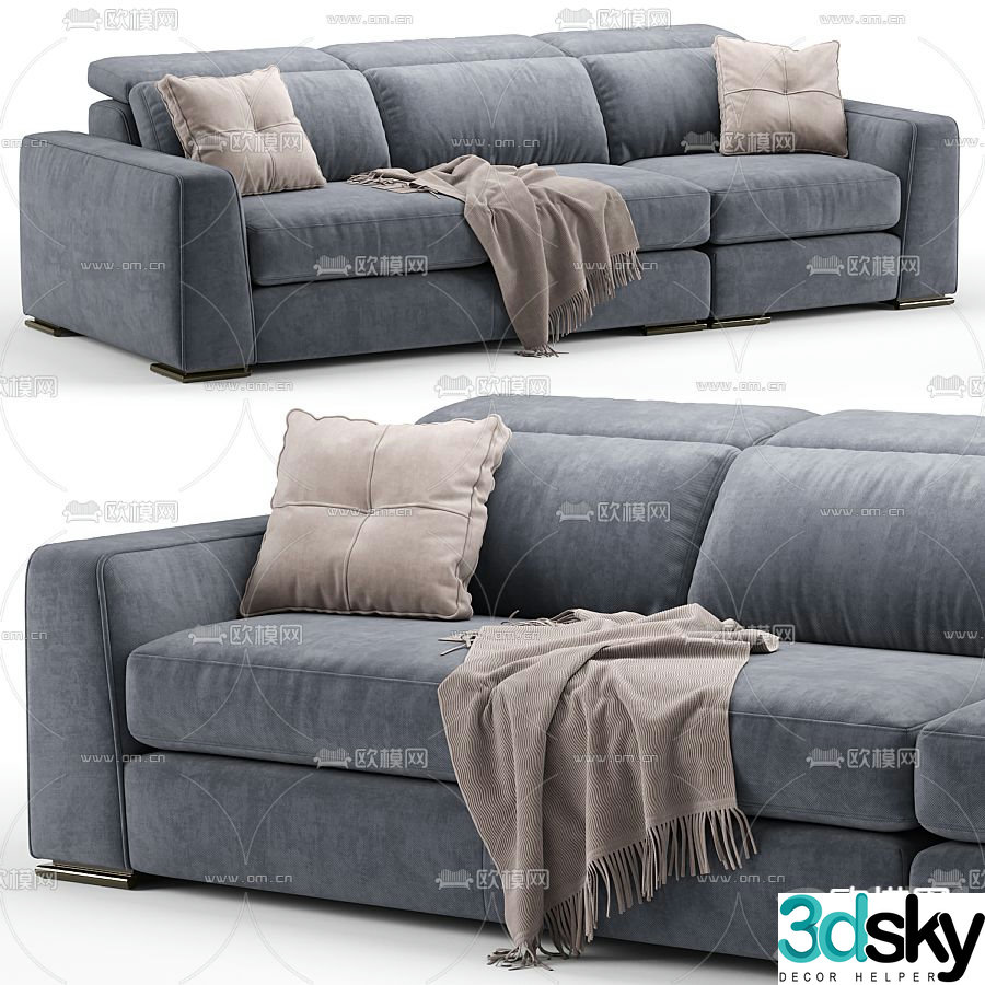 Calligaris haze blue sofa 3d model