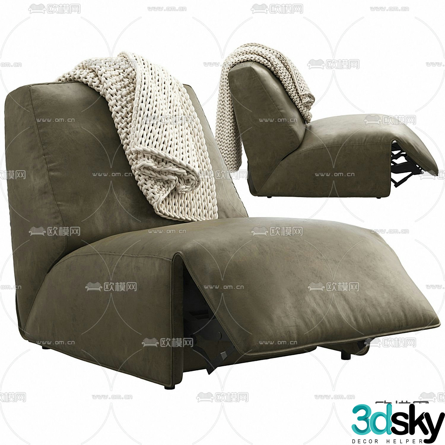 Flexform modern flannel sofa 3d model