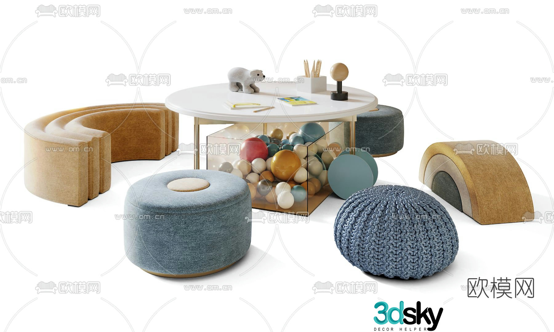 Modern children’s table and chair 3d model