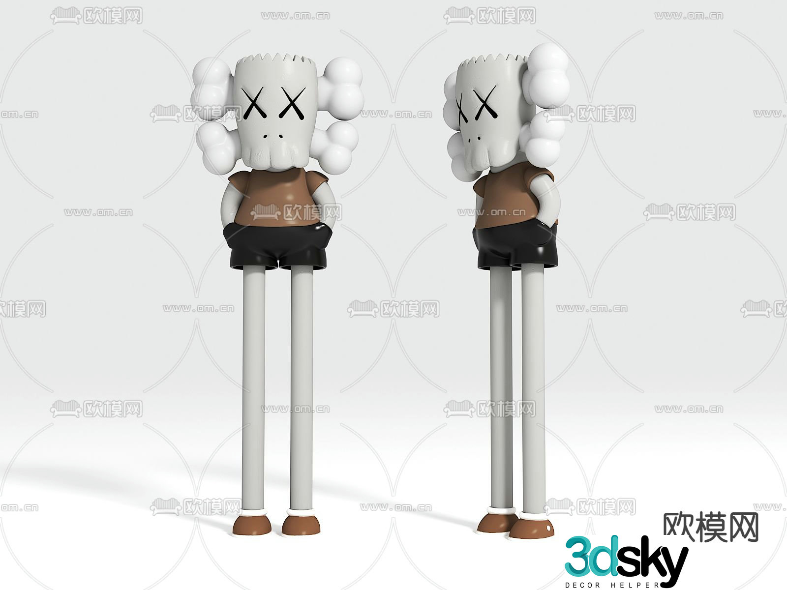 Modern kaws cartoon ornament 3d model
