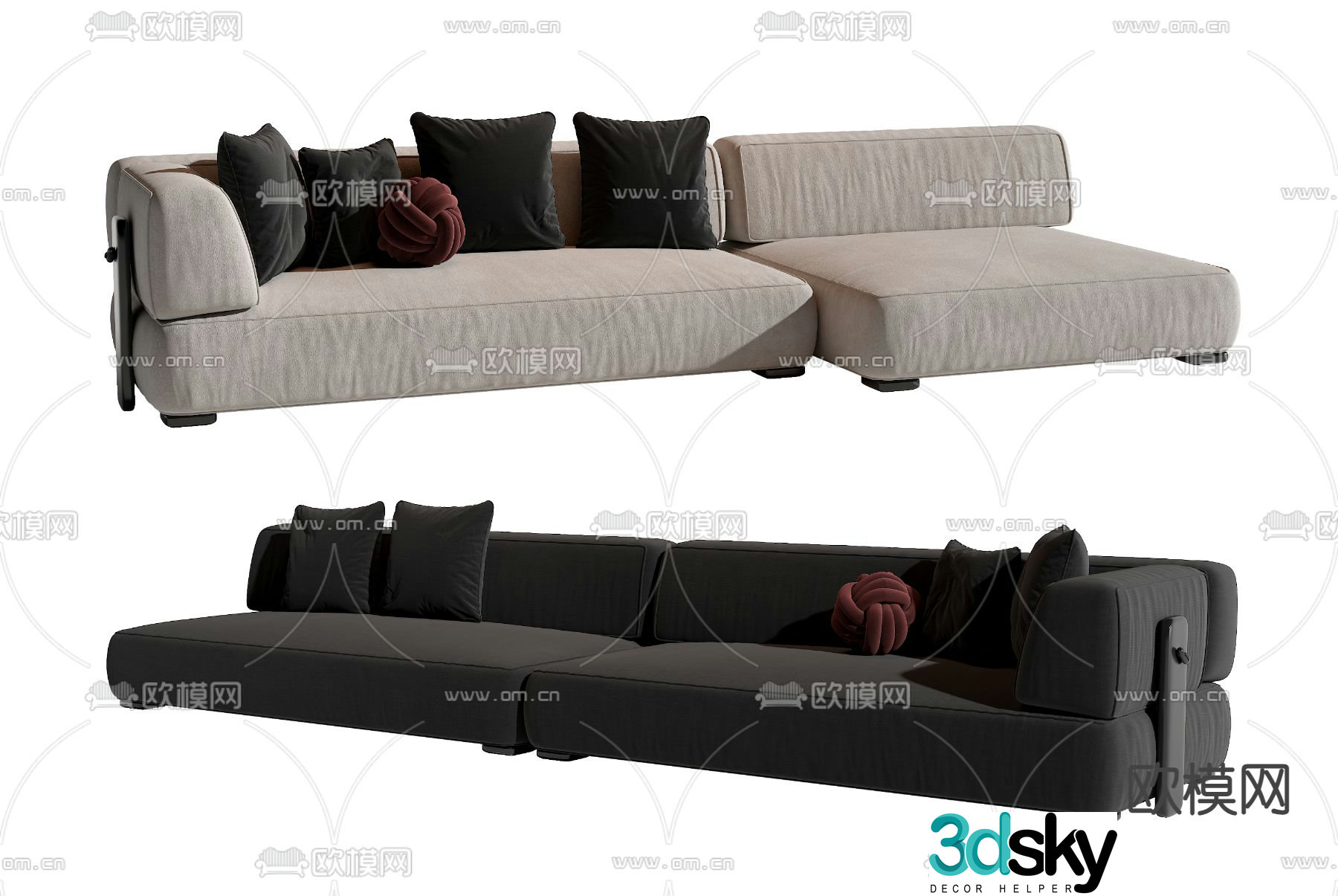 Minotti corner upholstered sofa 3d model