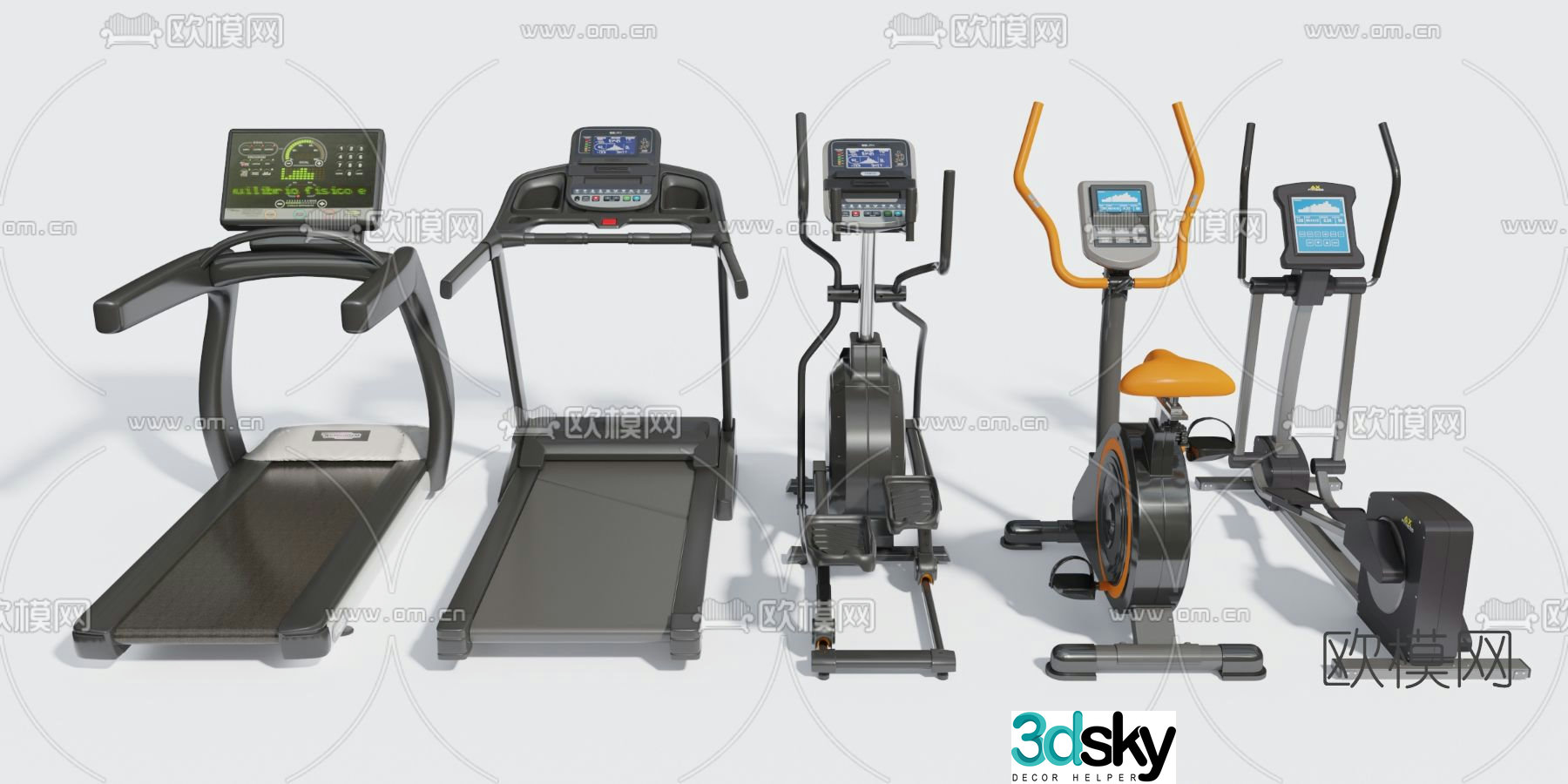 Modern fitness equipment treadmill 3d model