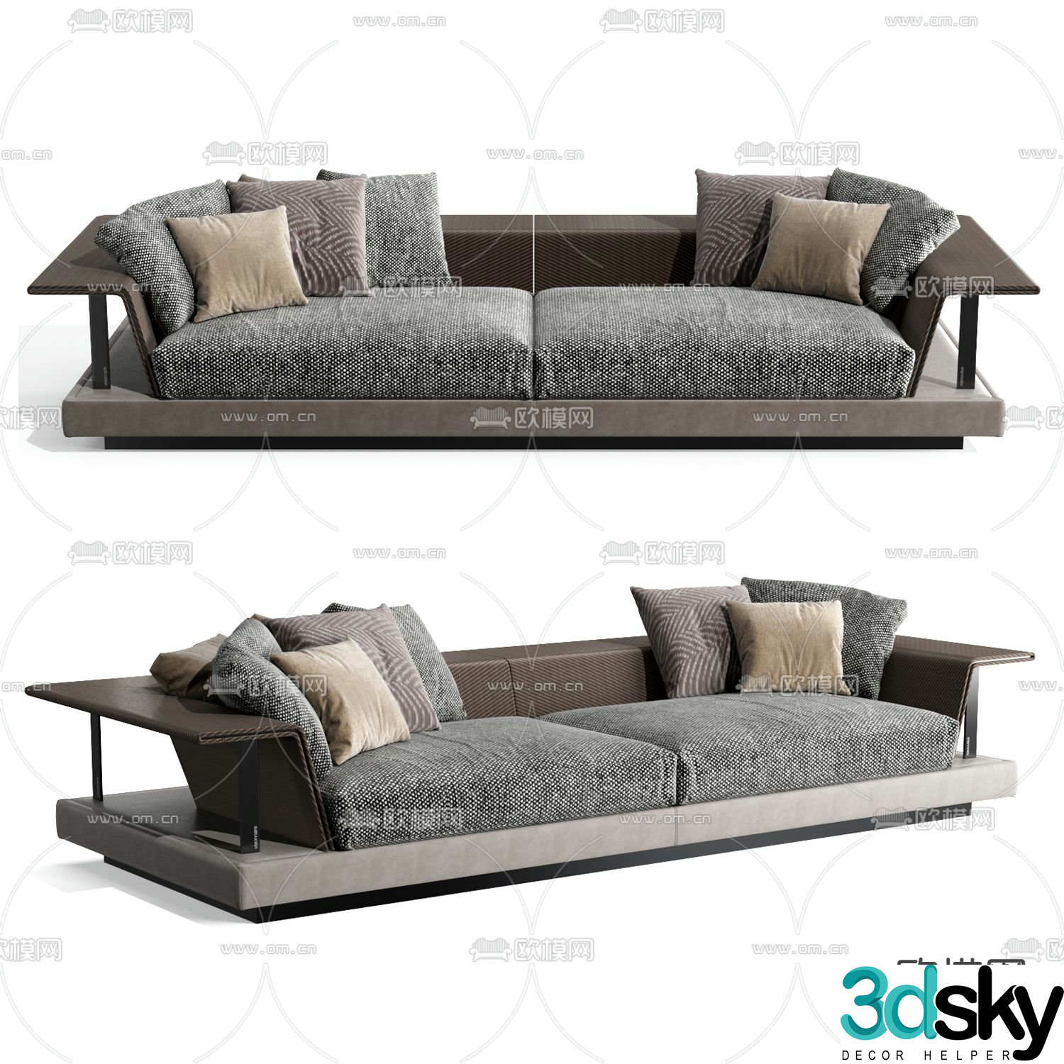 Poliform double upholstered sofa 3d model