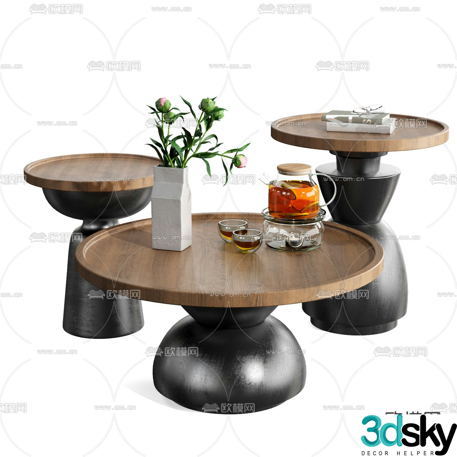 MISSANA modern solid wood coffee table 3d model