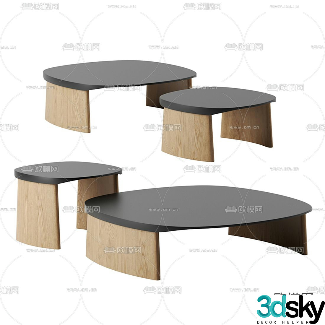 Molteni&C rounded corner coffee table 3d model