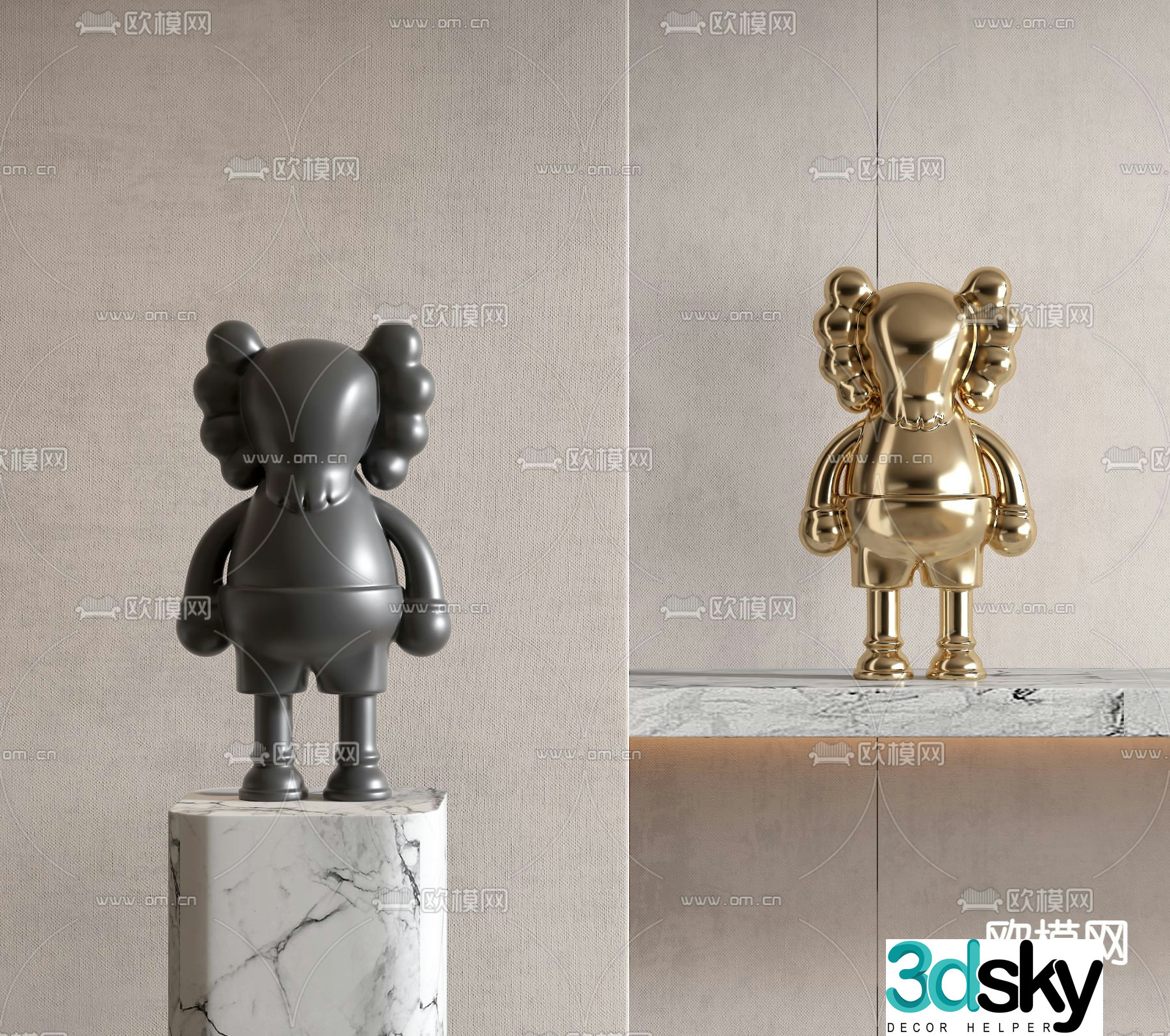KAWS sculpture figure trendy 3d model