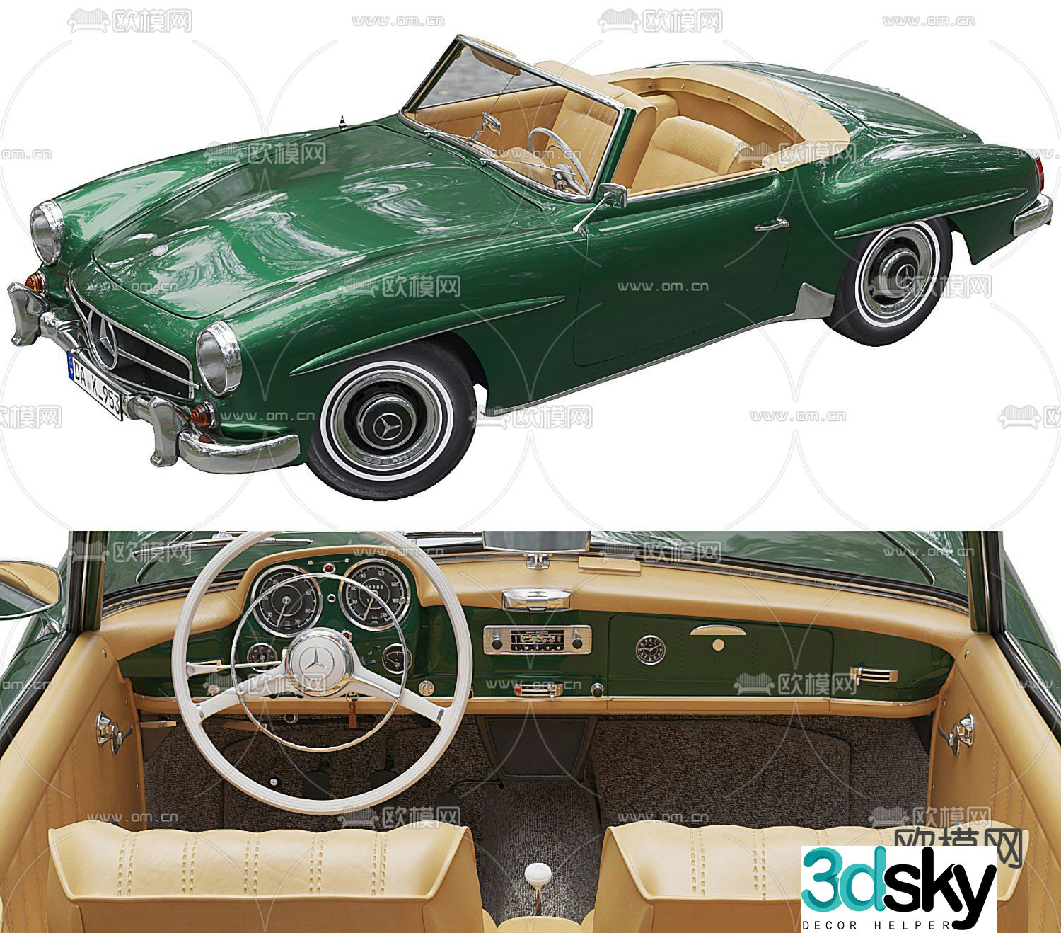 Mercedes Benz vintage car retro roadster 3d model