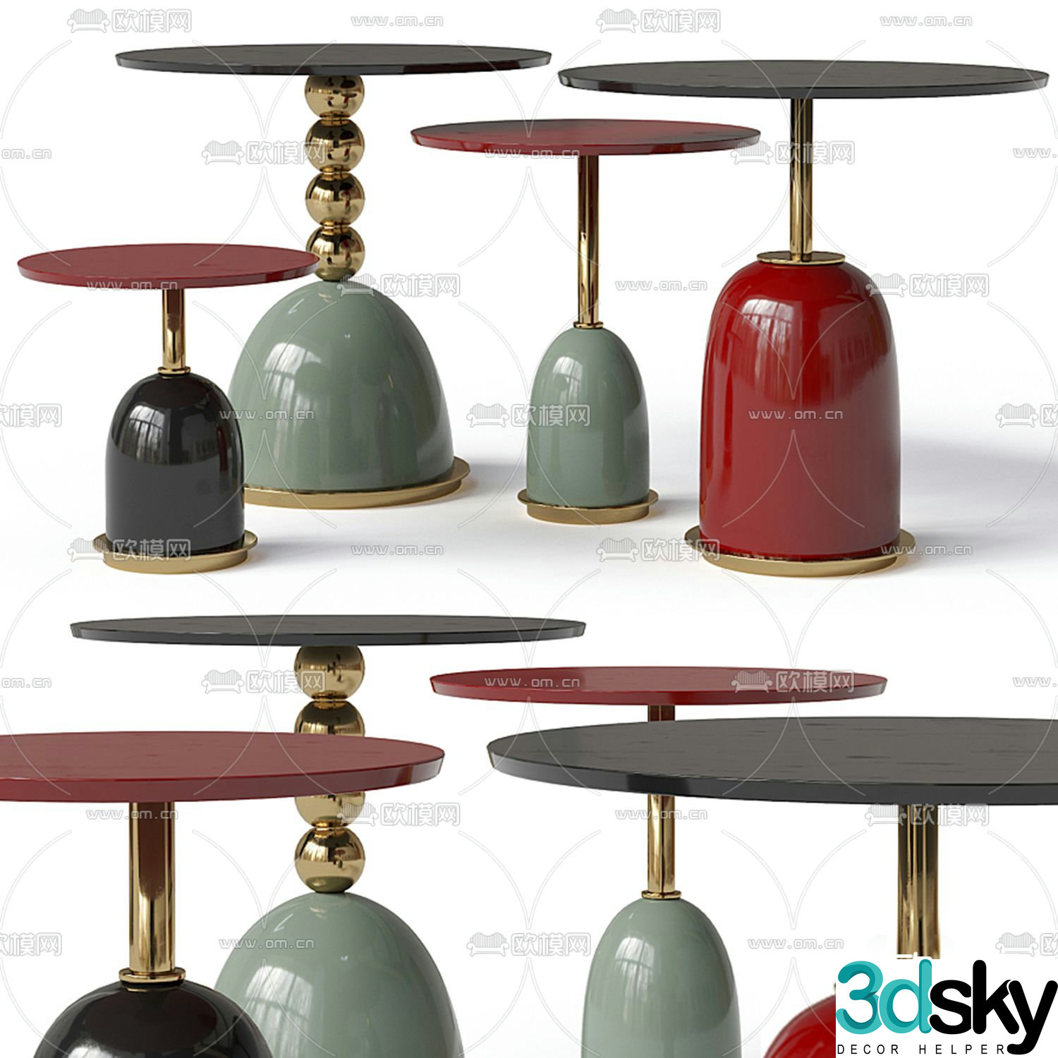 B&B Italia side table and round table 3d model