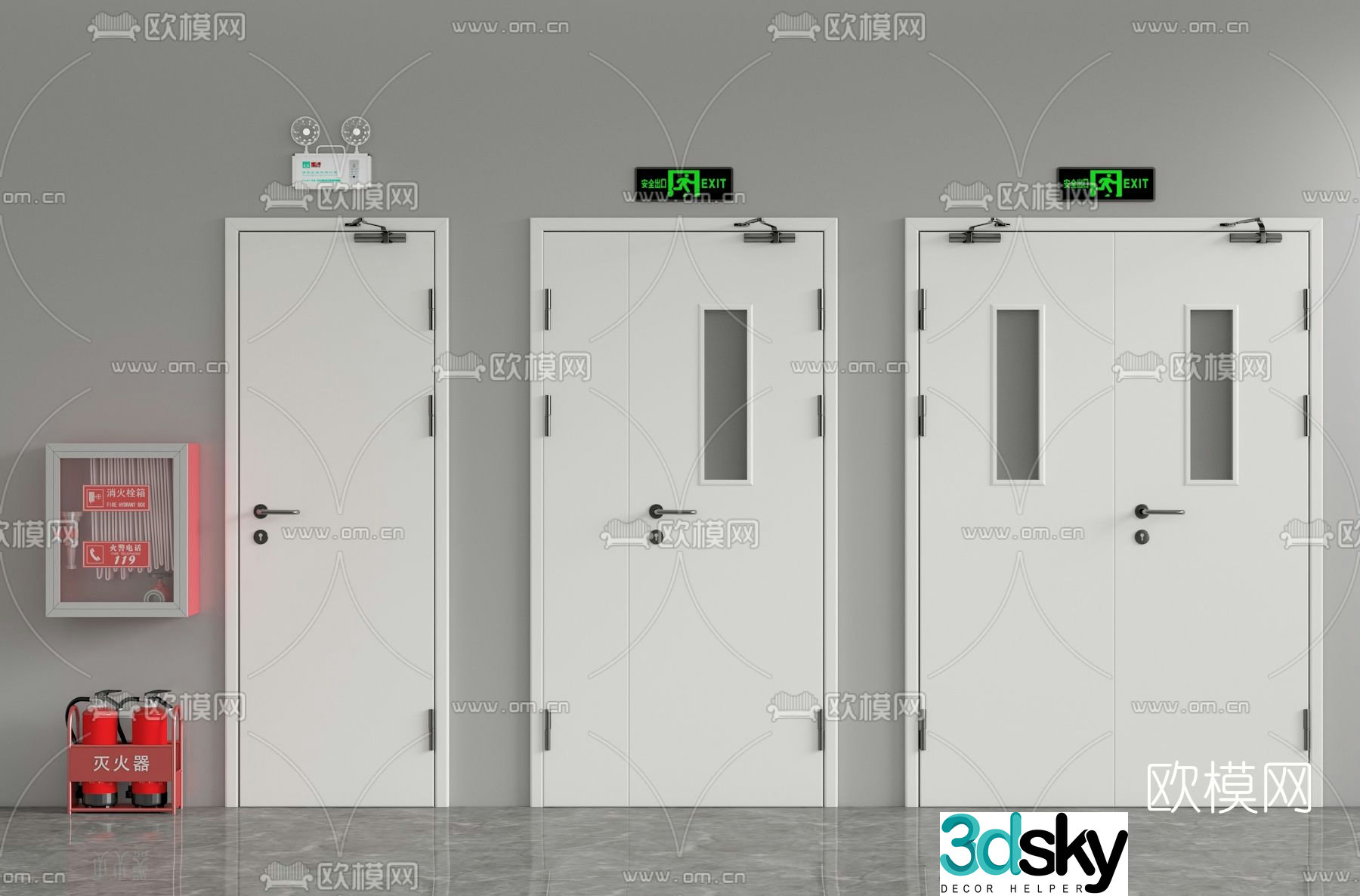 Modern fire door 3d model