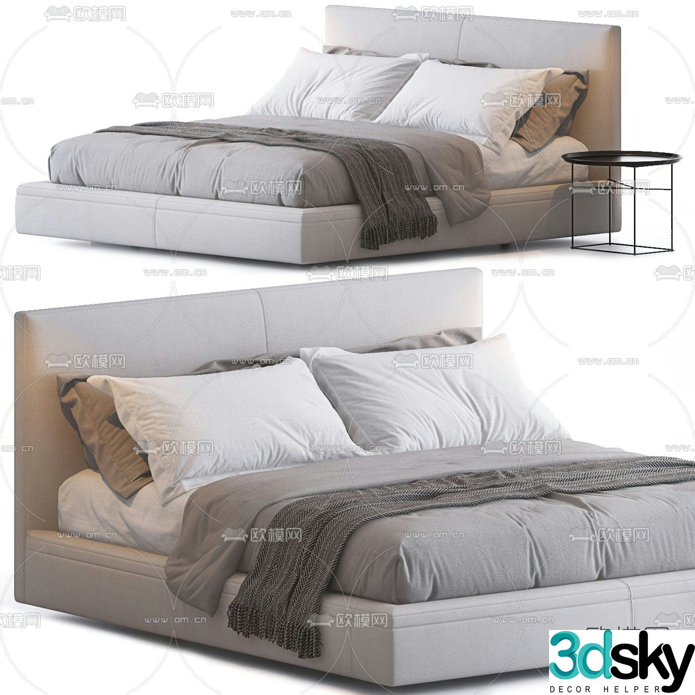 B&B Italia modern double bed 3d model